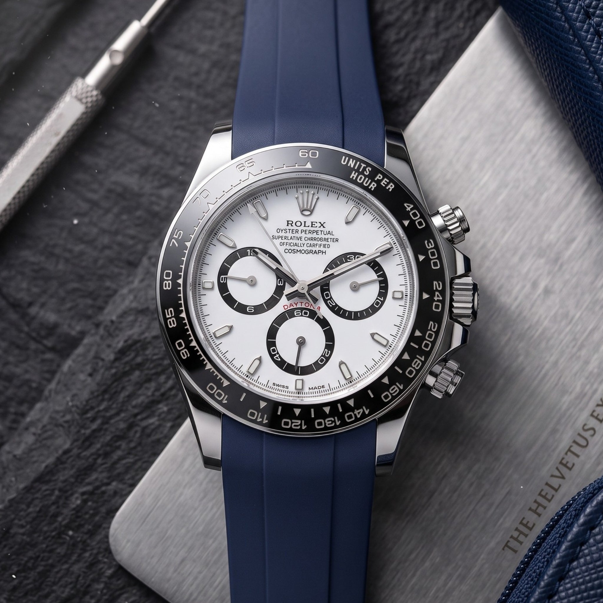 Deployant Rubber Strap - For Rolex Daytona - Navy Blue