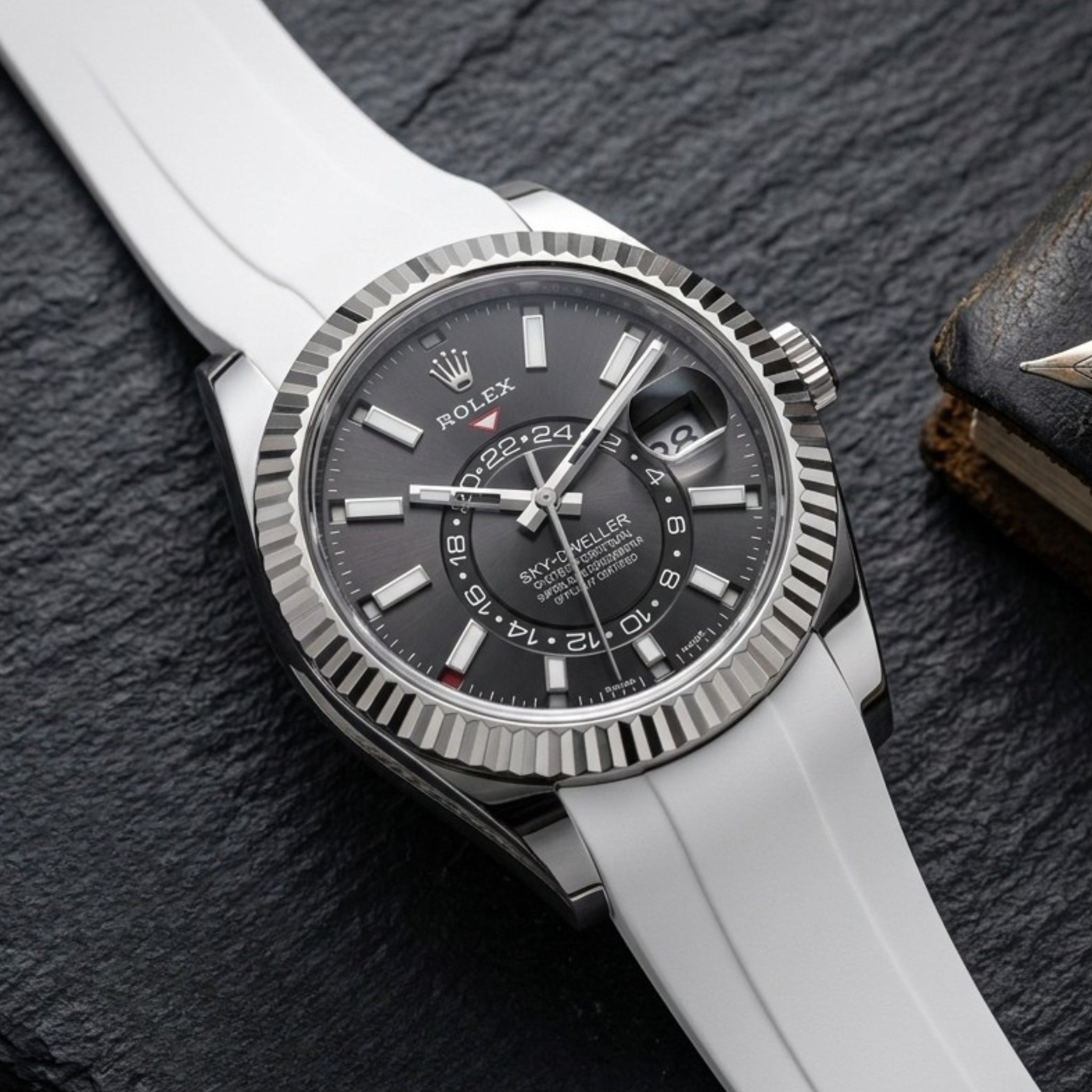 Correa de caucho - Para Rolex Sky-Dweller - Blanca