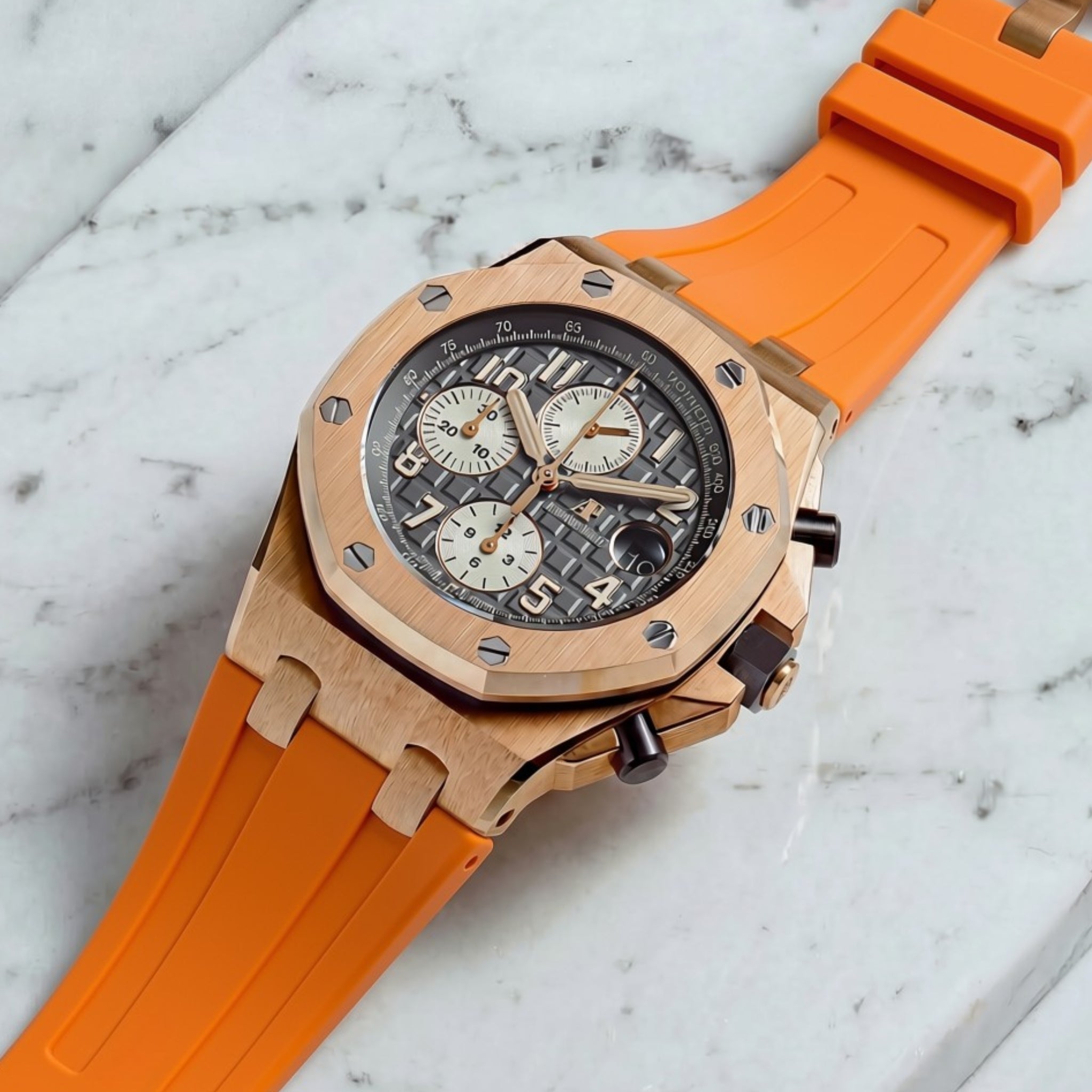 Rubber Strap - For all Audemars Piguet Offshore 42mm - Orange - Helvetus