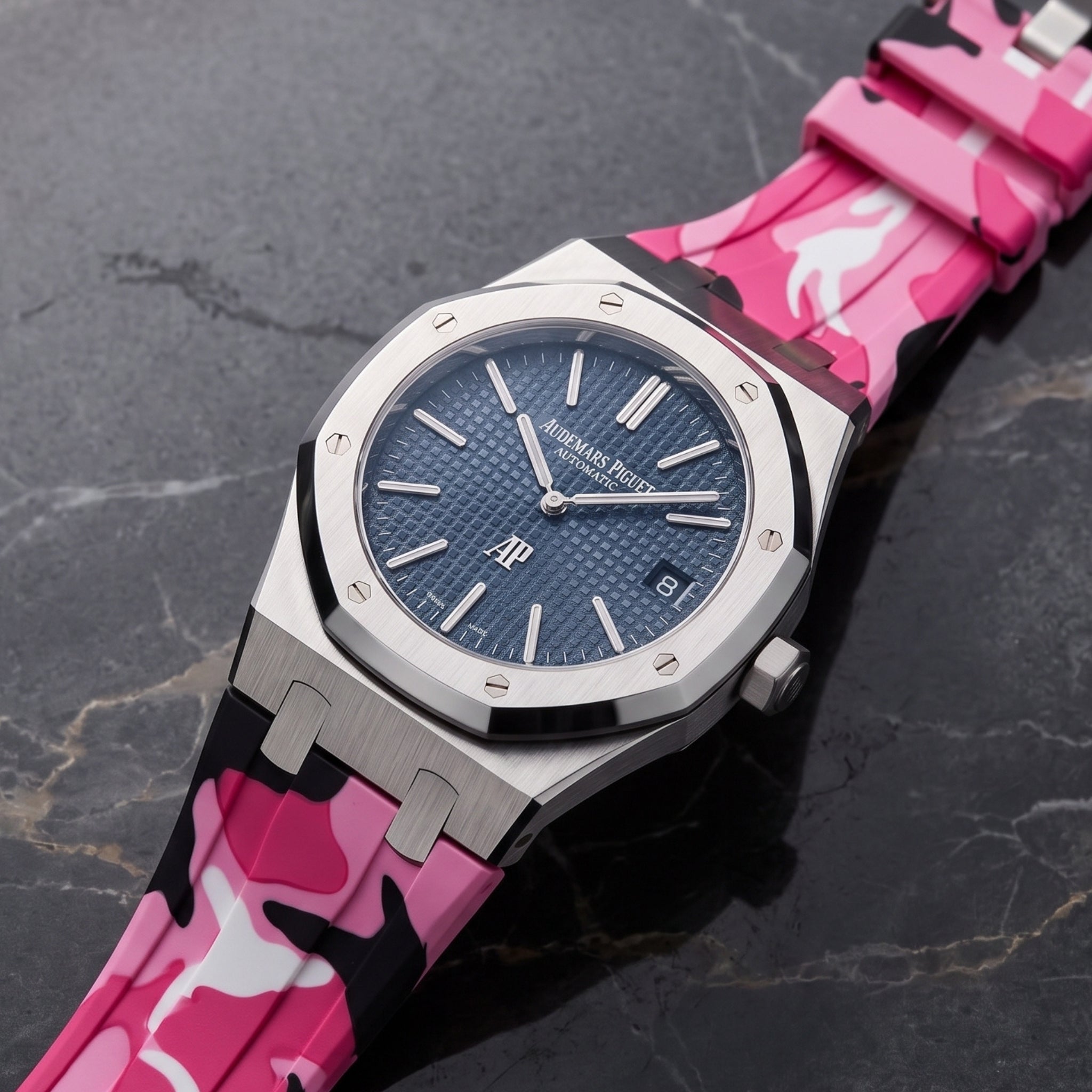 Rubber Strap - For all Audemars Piguet Royal Oak 39mm - Pink Camo - Helvetus