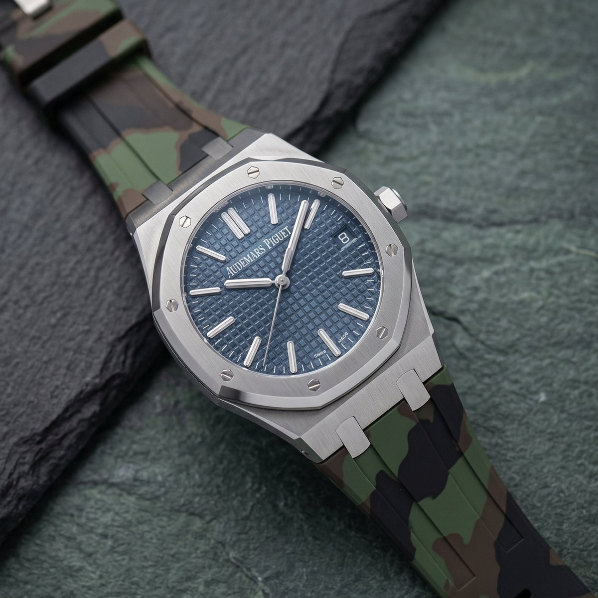 Rubber Strap - For all Audemars Piguet Royal Oak 41mm - Military Camo - Helvetus