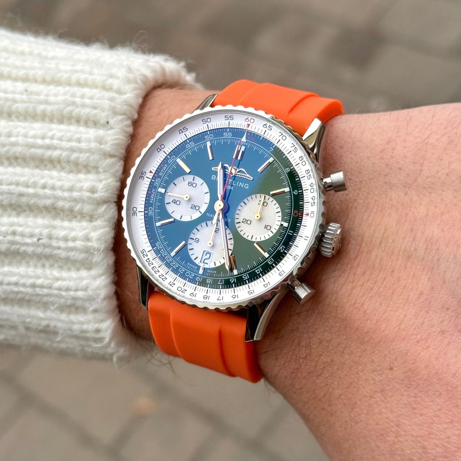 Strap for Breitling Navitimer in Orange - Helvetus® Switzerland