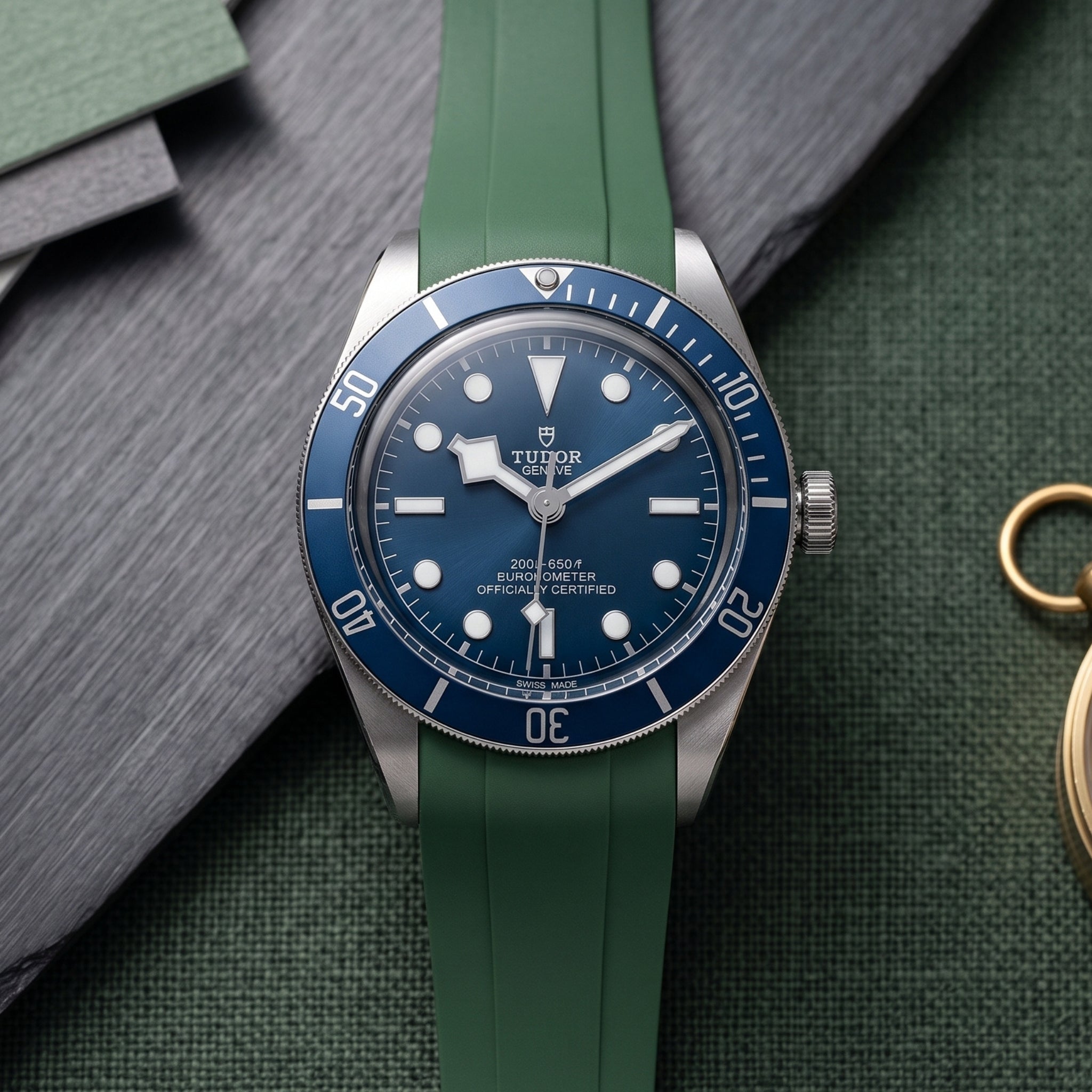 Rubber Strap - For all Tudor Black Bay Models - Green - Helvetus