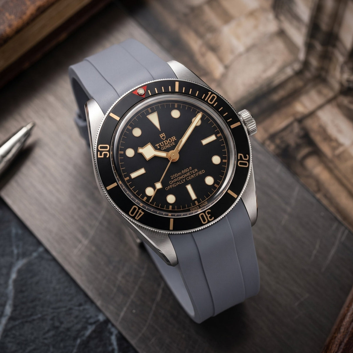 Rubber Strap - For all Tudor Black Bay Models - Grey - Helvetus