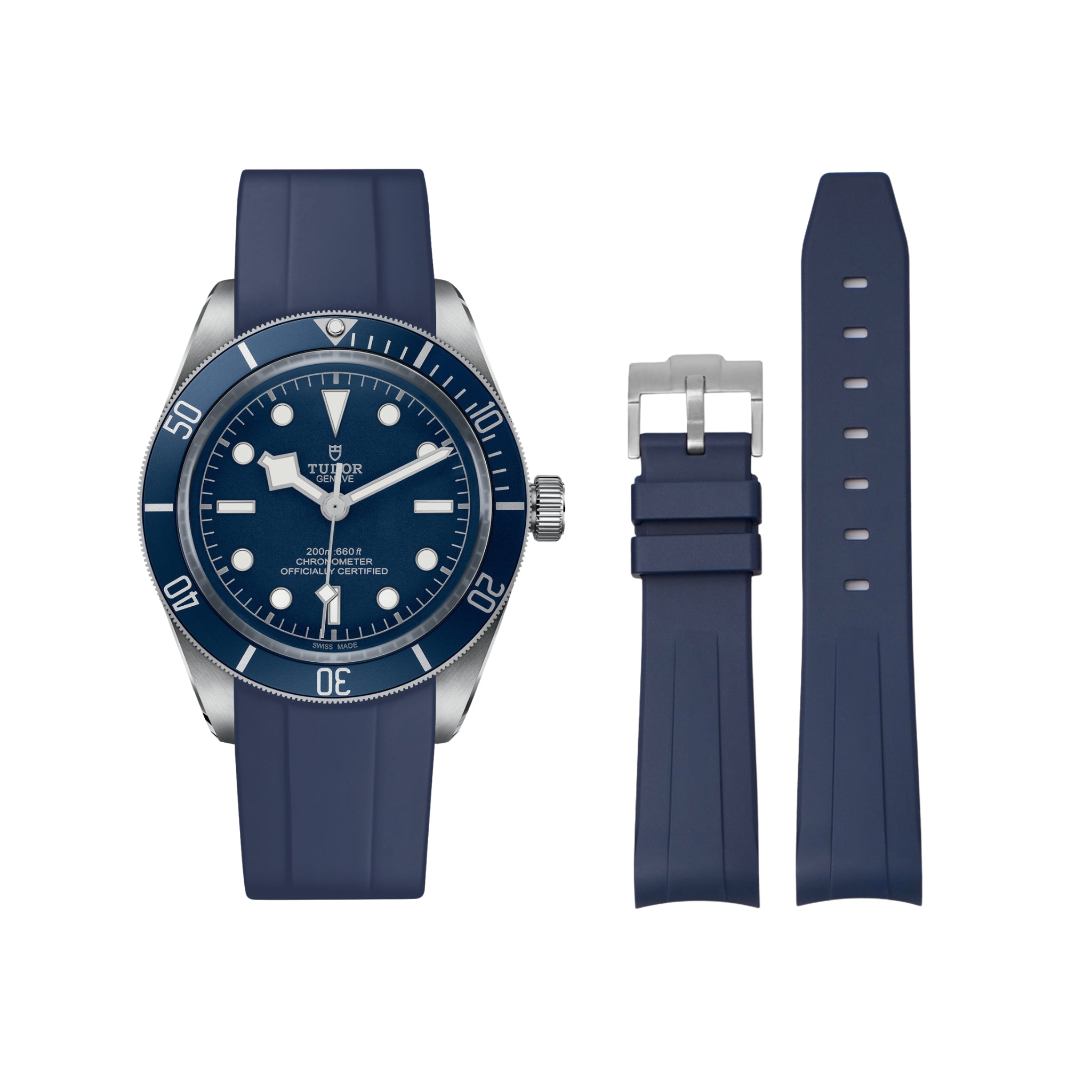 Rubber Strap - For all Tudor Black Bay Models - Navy Blue - Helvetus