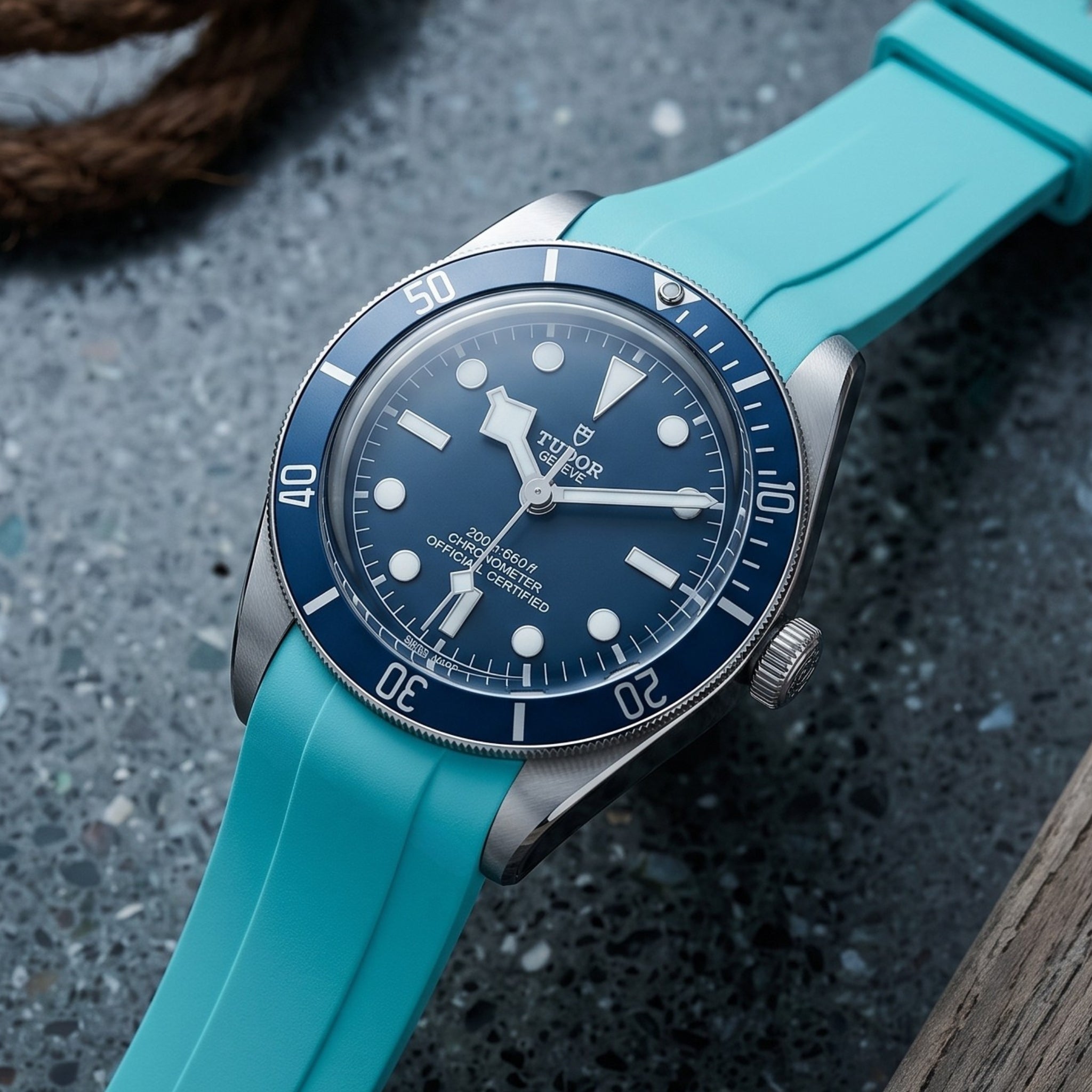 Rubber Strap - For all Tudor Black Bay Models - Turquoise - Helvetus