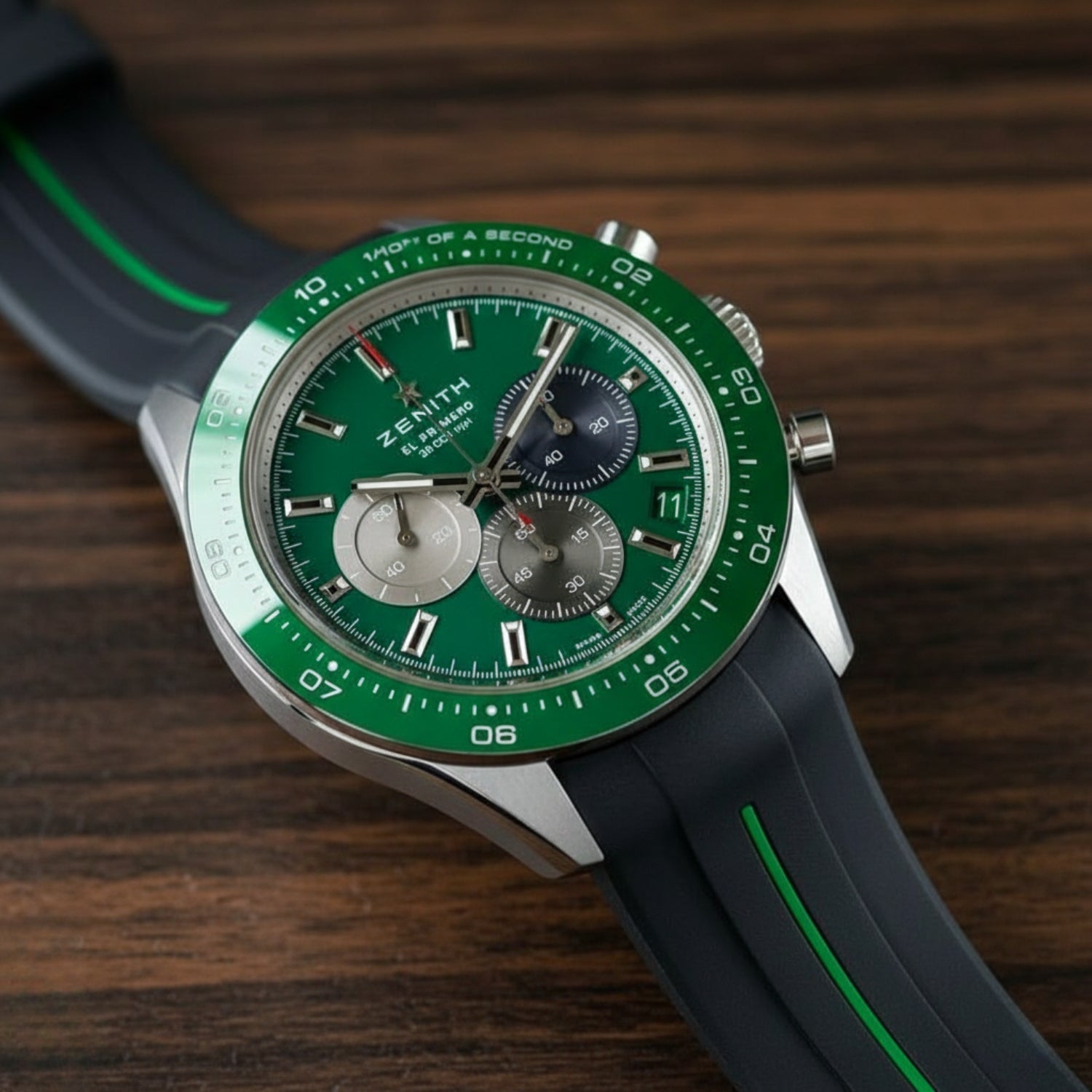 Strap for Zenith Chronomaster in Black/Green - Helvetus® Switzerland