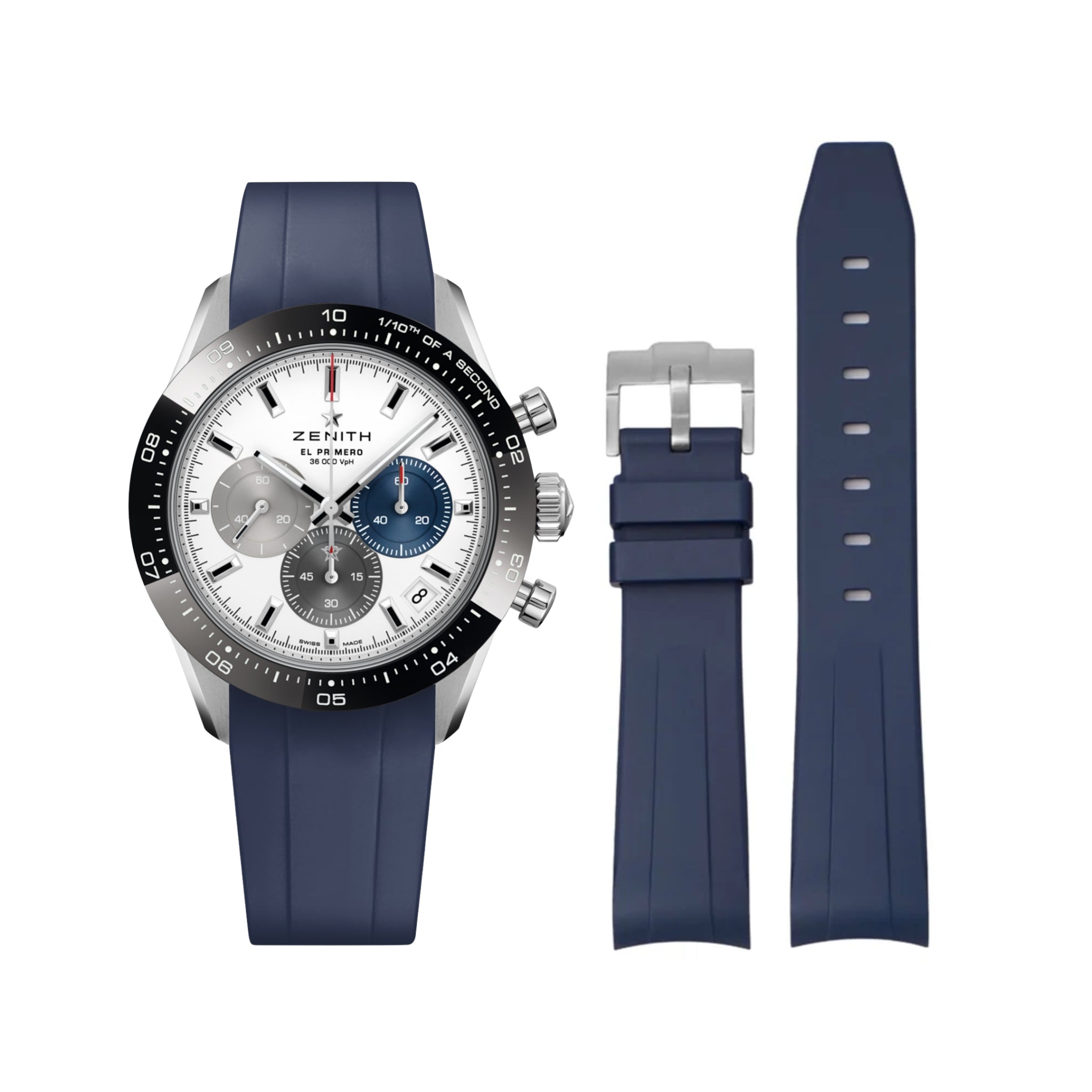Rubber Strap - For all Zenith Chronomaster Models - Navy Blue - Helvetus