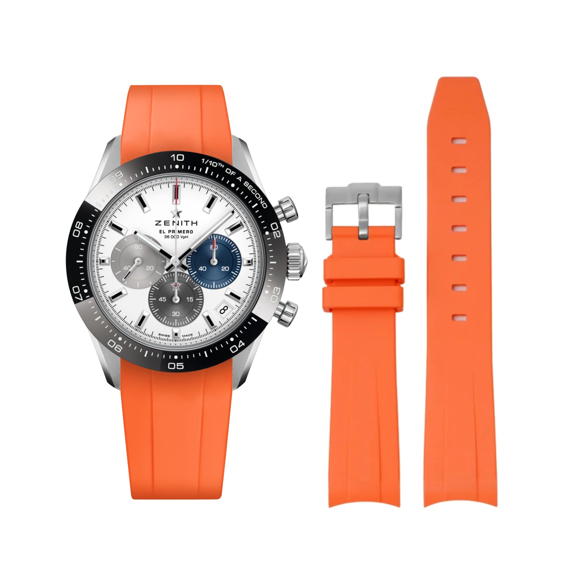 Rubber Strap - For all Zenith Chronomaster Models - Orange - Helvetus