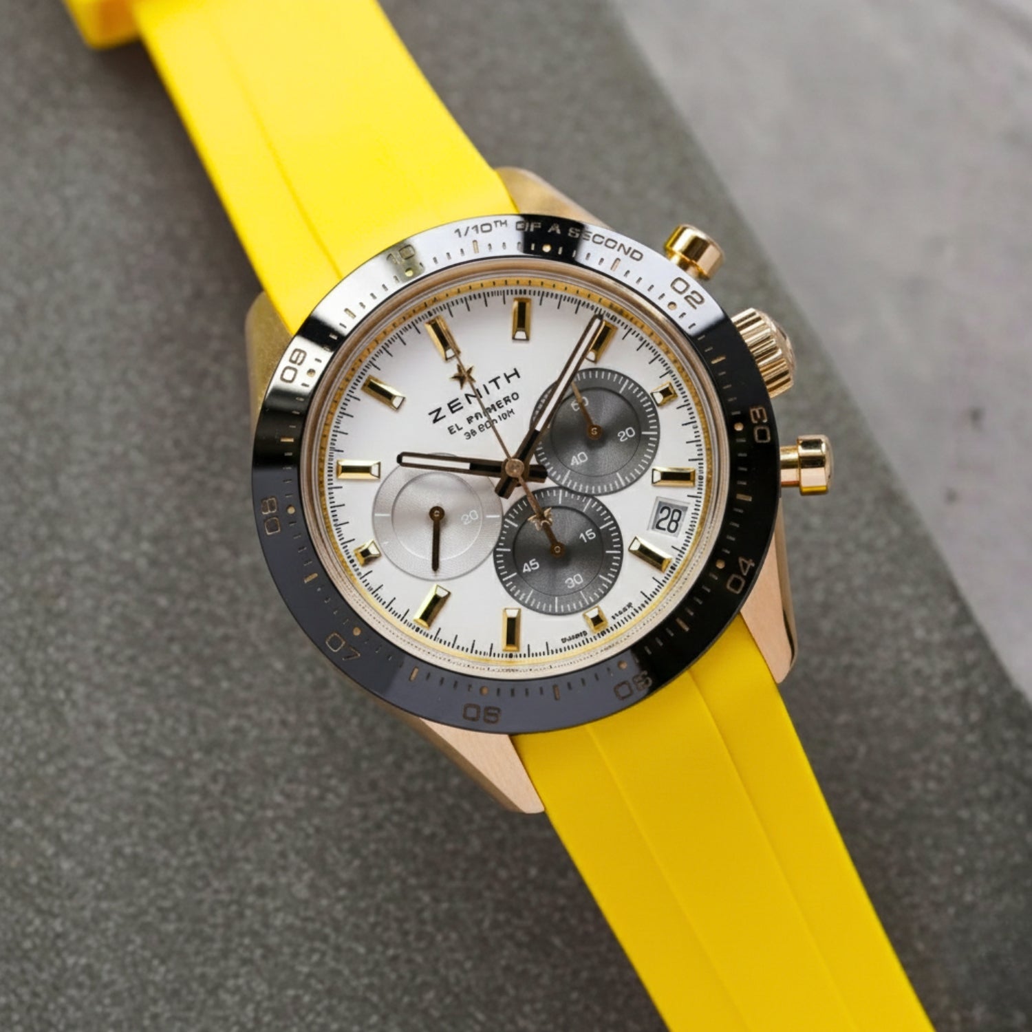 Rubber Strap - For all Zenith Chronomaster Models - Yellow - Helvetus