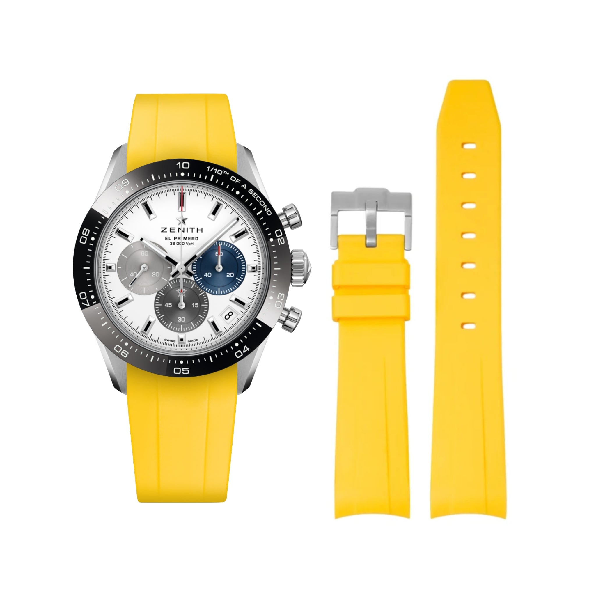 Rubber Strap - For all Zenith Chronomaster Models - Yellow - Helvetus