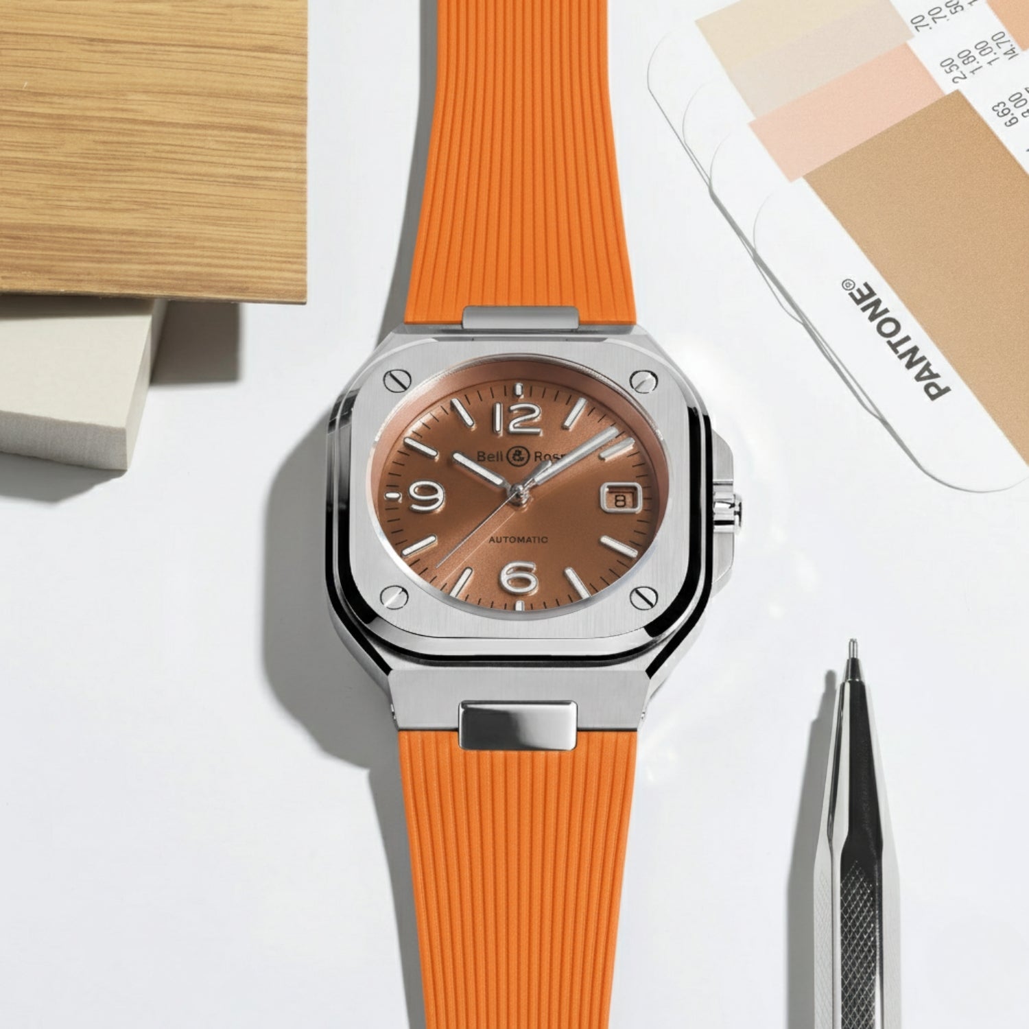 Rubber Strap - For Bell & Ross BR - 05 - Orange - Helvetus