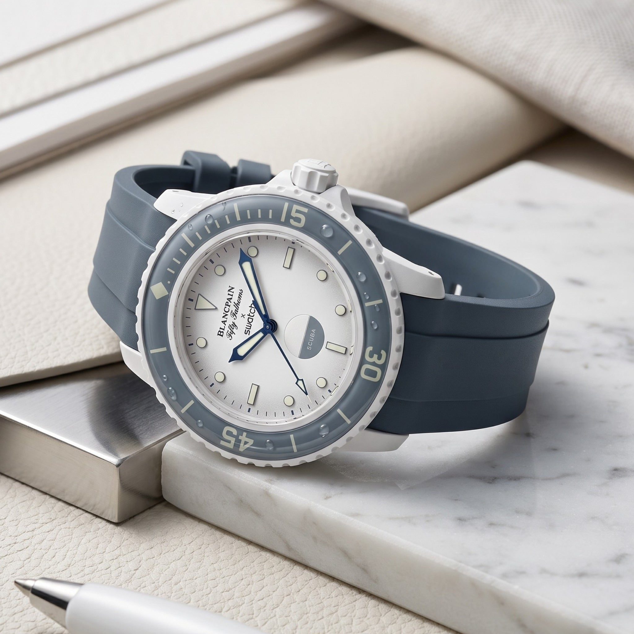 Rubber Strap - For Blancpain X Swatch - Antarctic Ocean - Helvetus