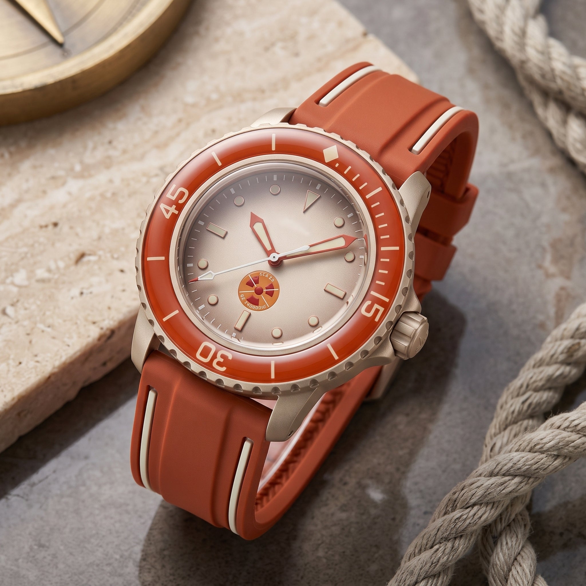 Strap for Blancpain X Swatch in Red/Beige- Helvetus®