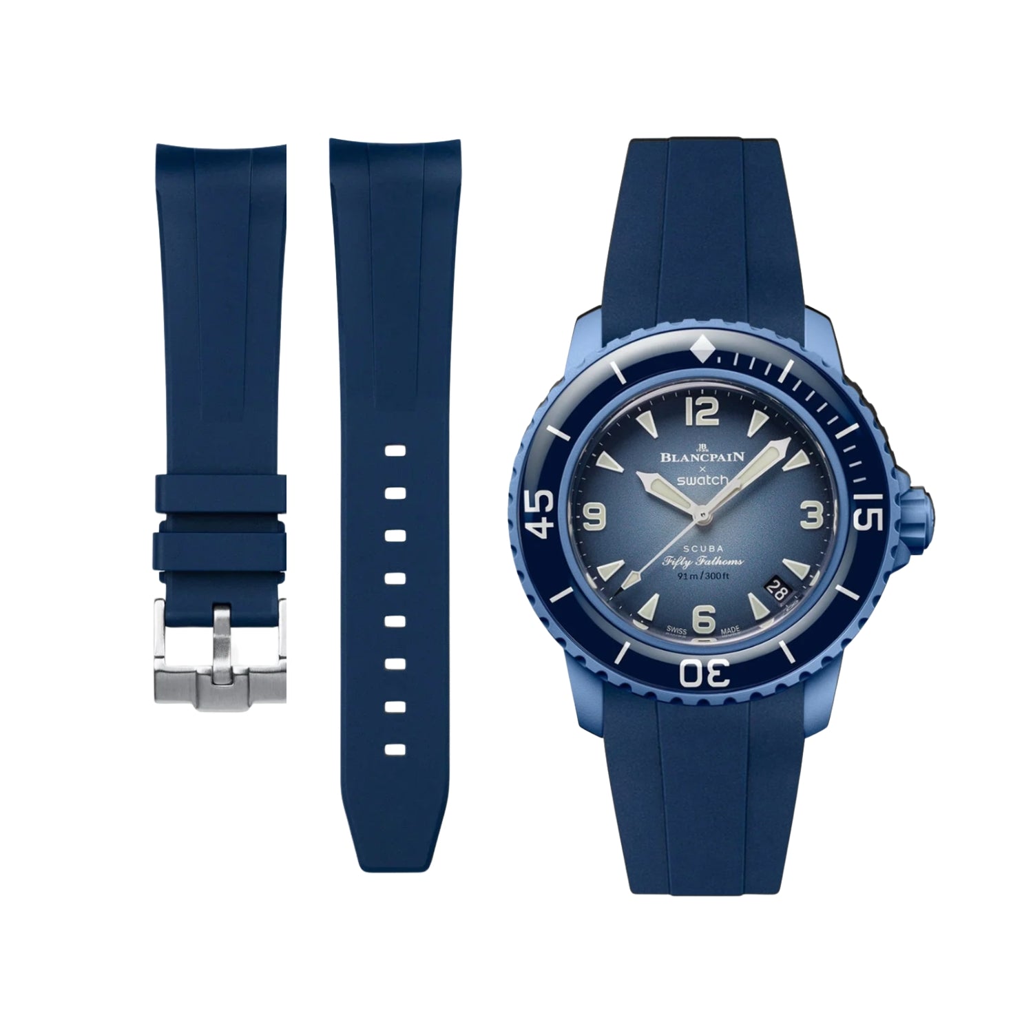 Rubber Strap - For Blancpain X Swatch - Atlantic Ocean - Helvetus