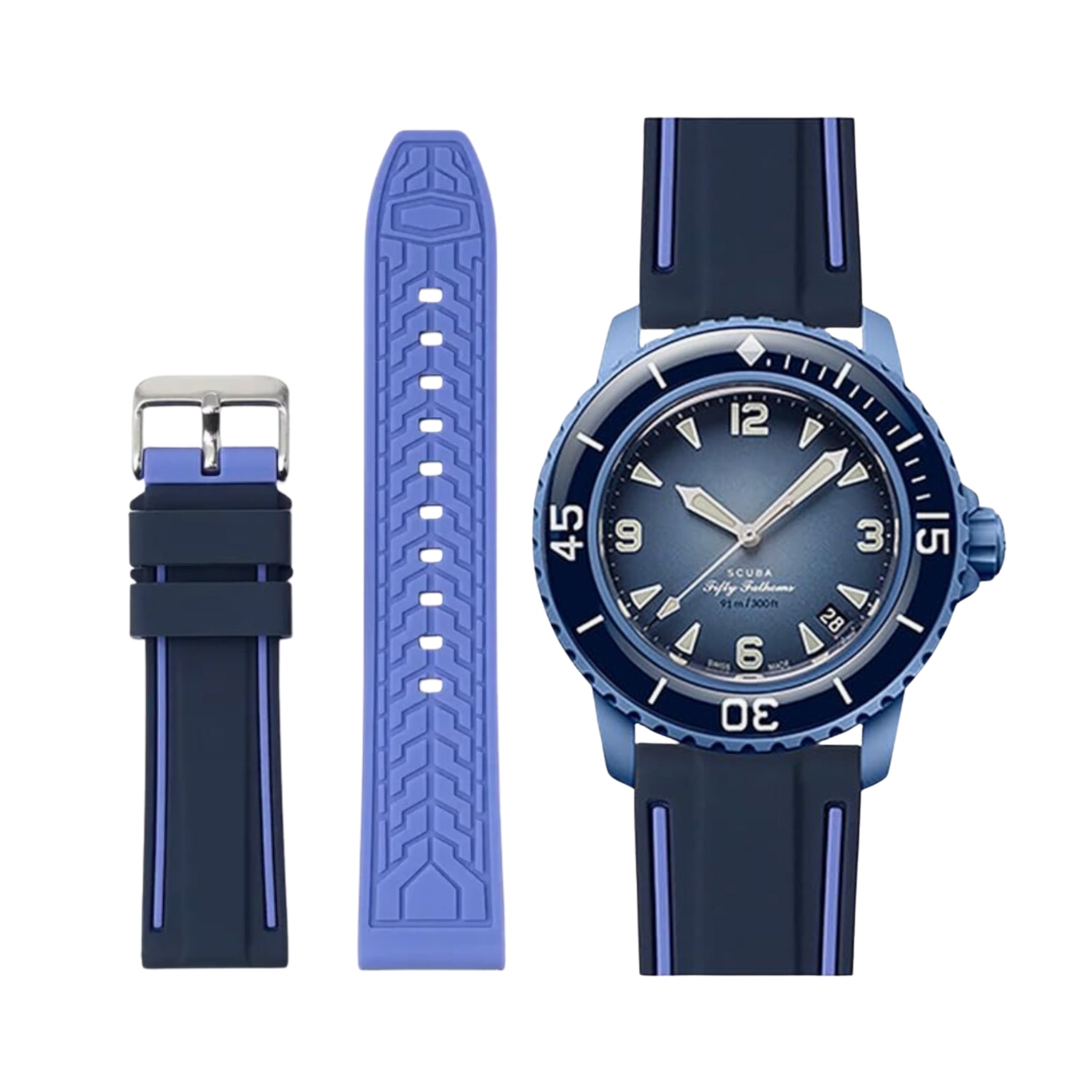 Rubber Strap - For Blancpain X Swatch - Atlantic Ocean - Helvetus