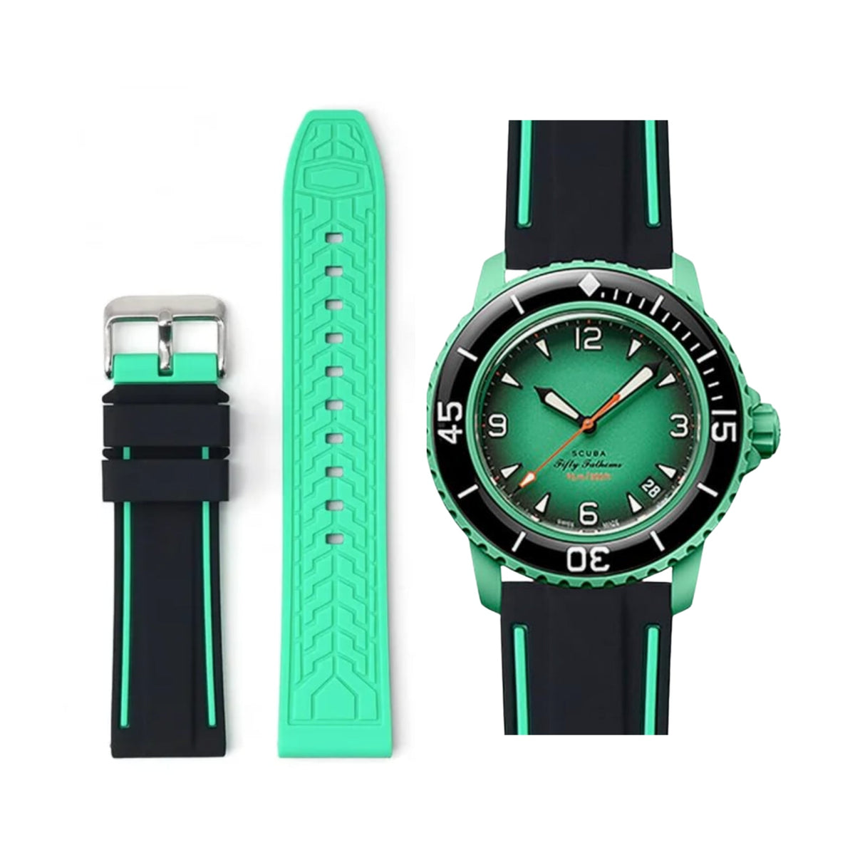Strap for Blancpain X Swatch in Green - Helvetus® Switzerland