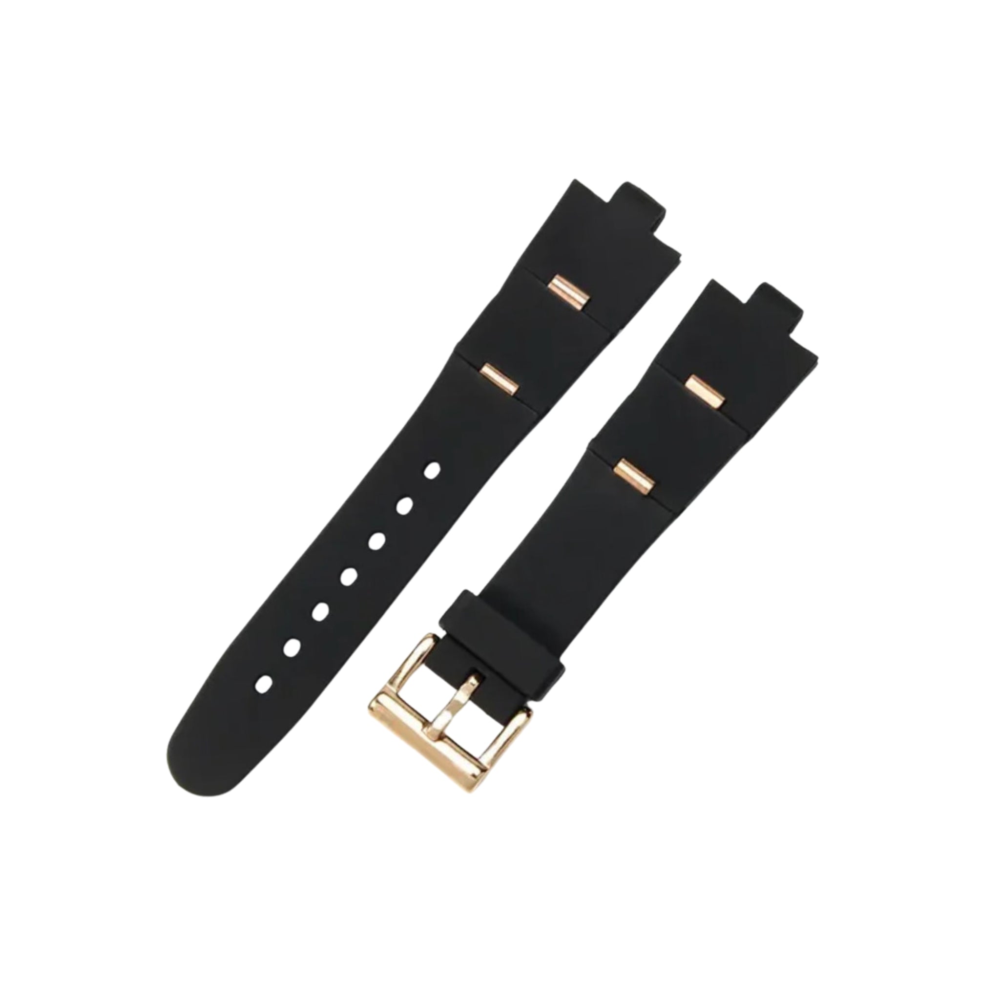 Rubber Strap - For Bvlgari Diagono - Black/Gold - Helvetus