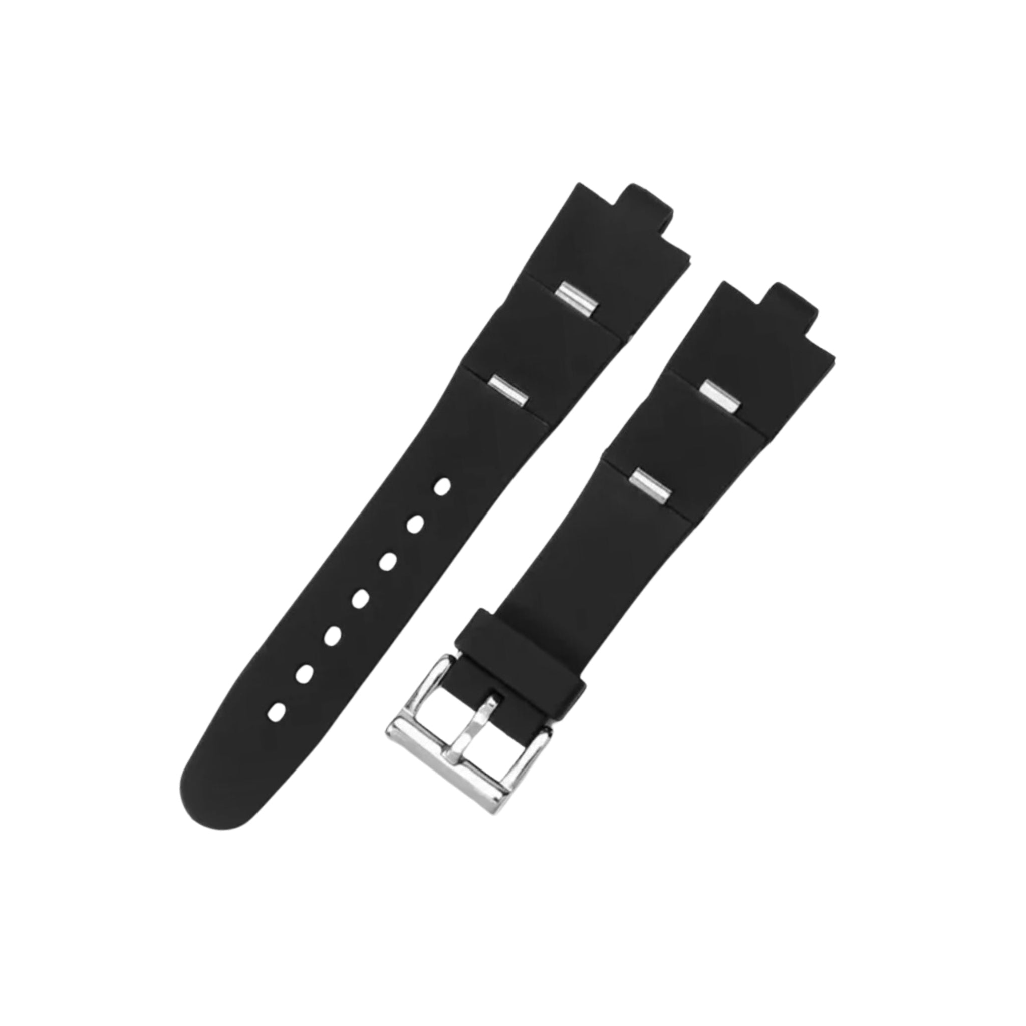 Rubber Strap - For Bvlgari Diagono - Black/Silver - Helvetus