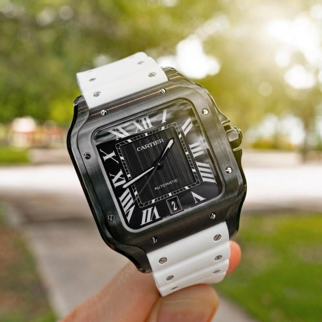 White Rubber Strap for Cartier Santos Medium & Large with Screws