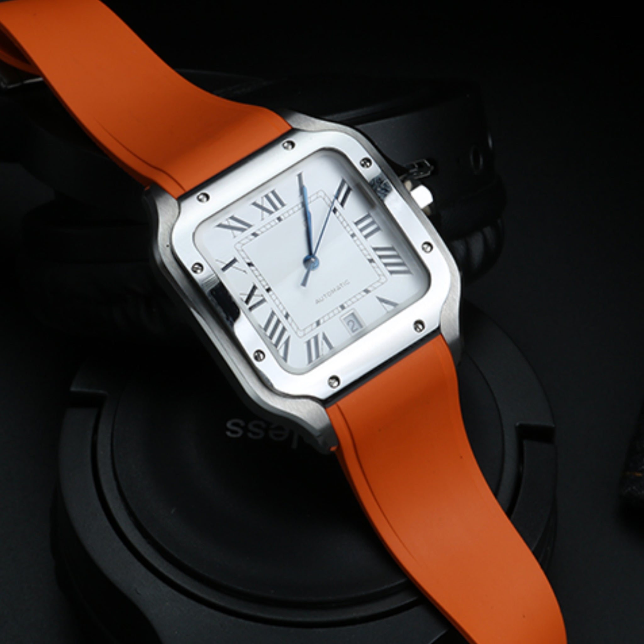 Rubber Strap - For Cartier Santos - Orange - Helvetus