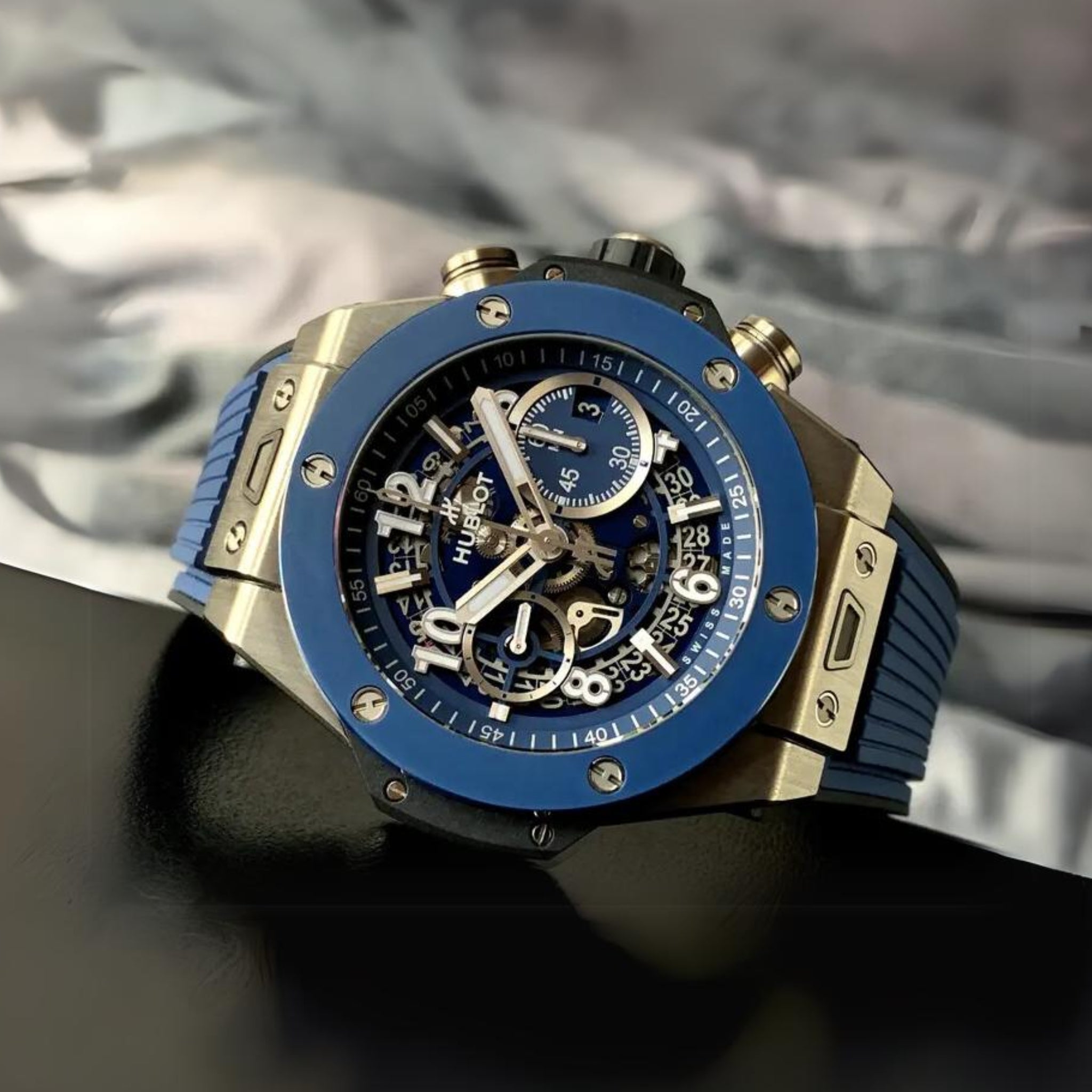 Rubber Strap - For Hublot Big Bang 42mm - Blue - Helvetus