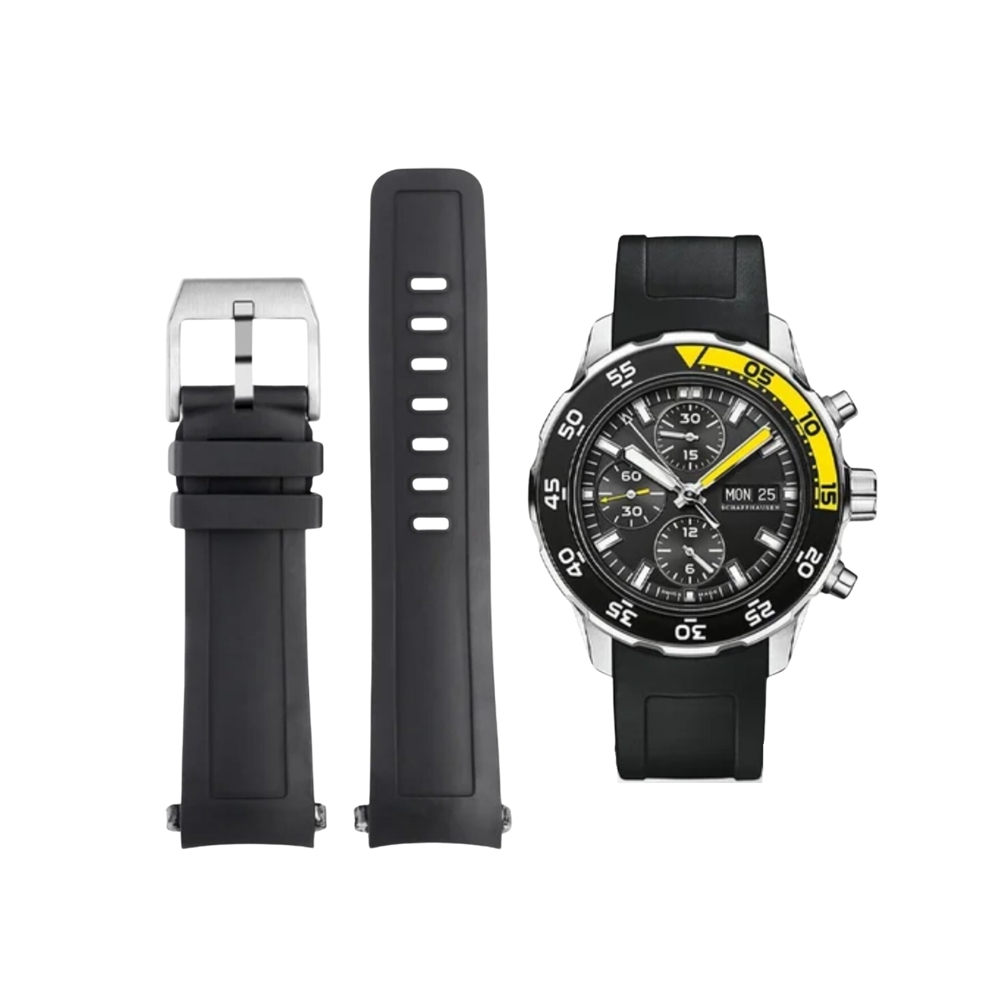 Rubber Strap - For IWC Aquatimer 2000 - Black - Helvetus