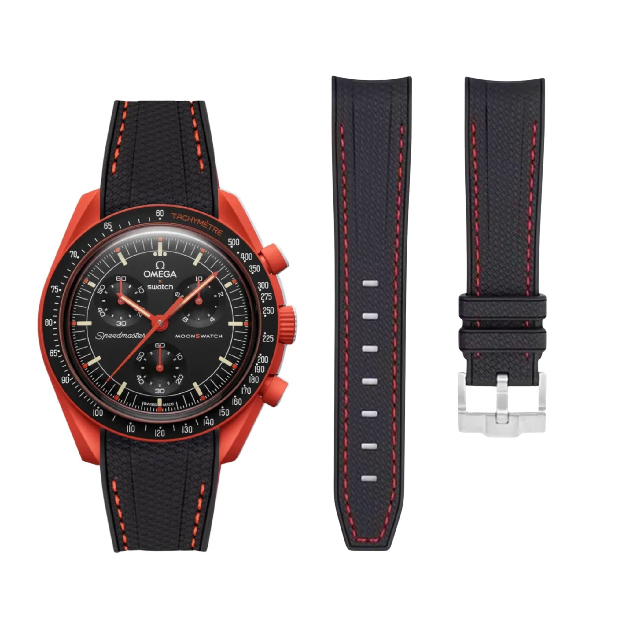 Strap for Mission on Earth Lava in Black w/Red - Helvetus® Switzerland