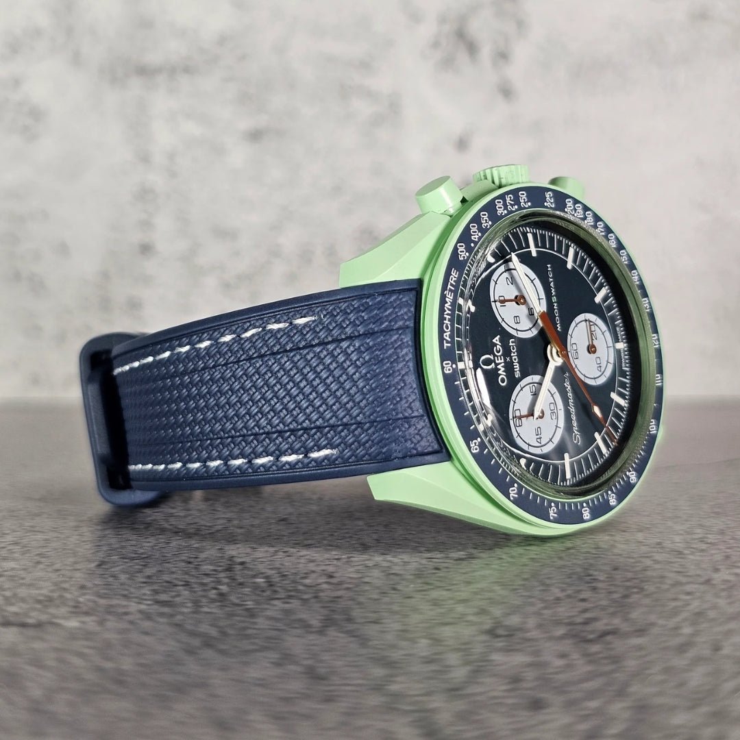 Strap for Mission to Saturn Moonswatch in Blue w/White - Helvetus