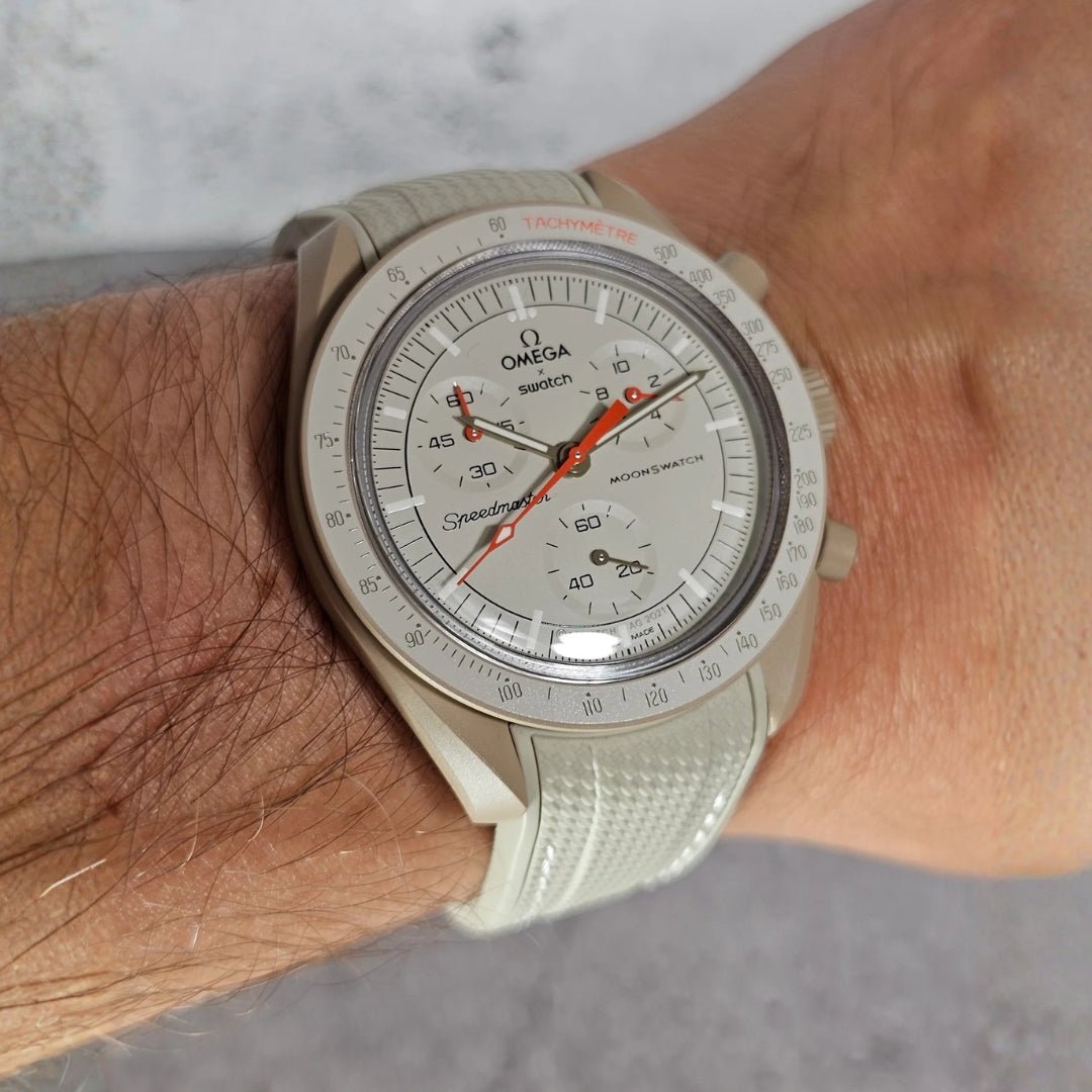 Rubber Strap - For Mission to Jupiter | Omega X Swatch | MoonSwatch - Beige w/White - Helvetus