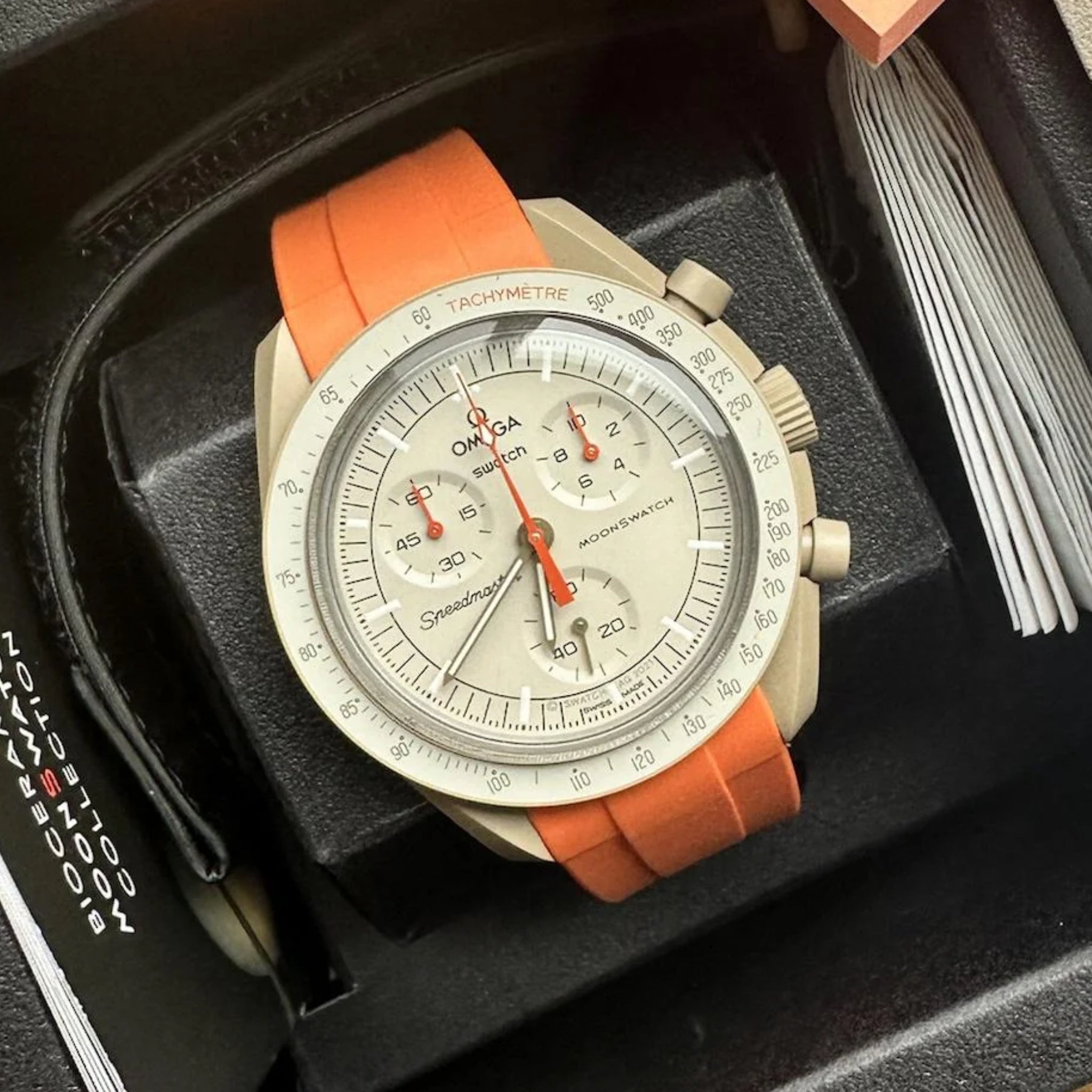 Rubber Strap - For Mission to Jupiter | Omega X Swatch | MoonSwatch -  Orange - Silver