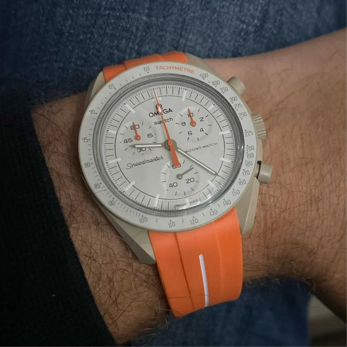 Strap for Mission to Jupiter Moonswatch in Orange w/White Line ...