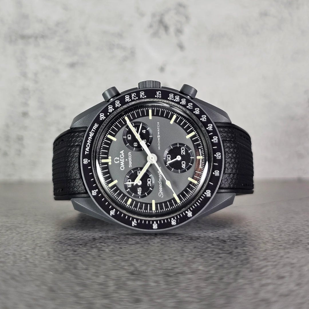 Strap for Mission to Mercury Moonswatch in Black/Black - Helvetus
