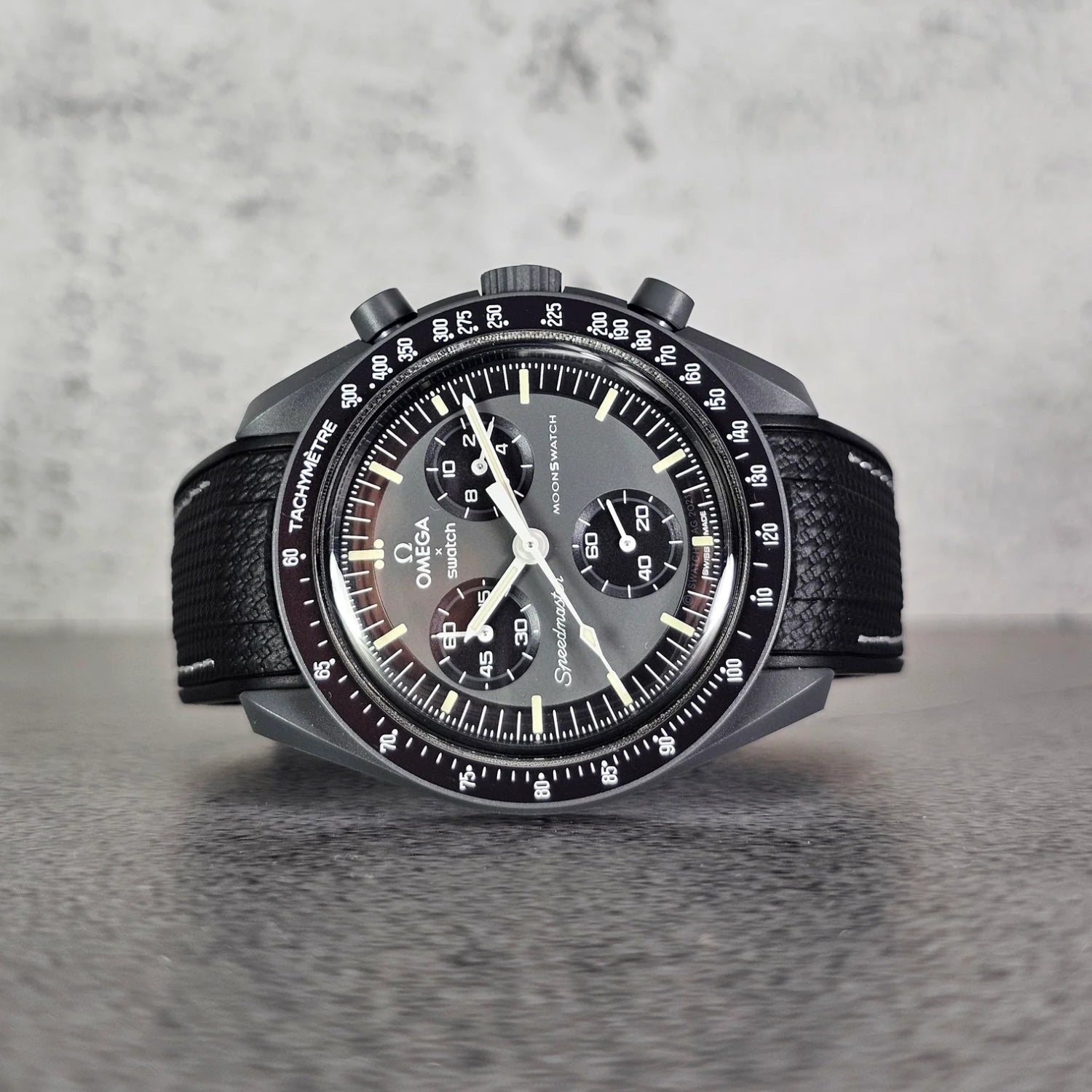 Strap for Mission to Mercury Moonswatch in Black/White - Helvetus
