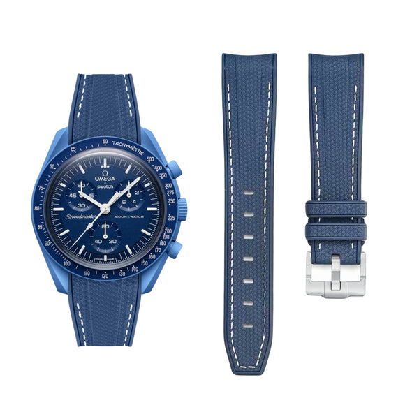 Strap for Mission to Neptune Moonswatch in Blue w/White - Helvetus
