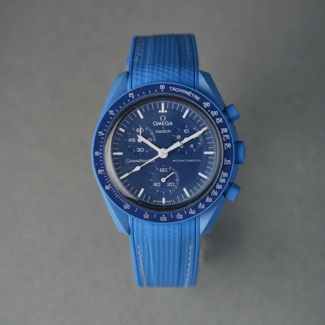 Strap for Mission to Neptune Moonswatch in Light Blue w/White