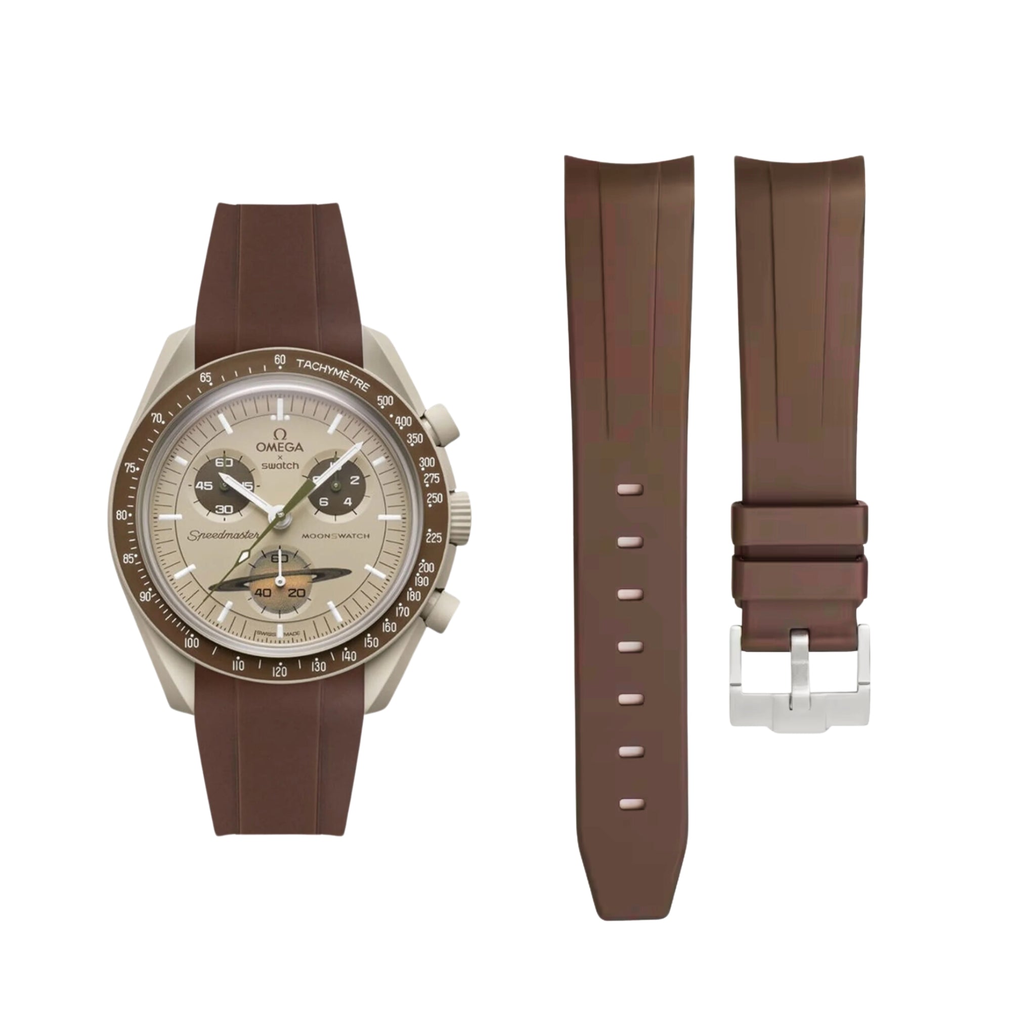 Rubber Strap - For Mission to Saturn | Omega X Swatch | MoonSwatch - Brown - Helvetus