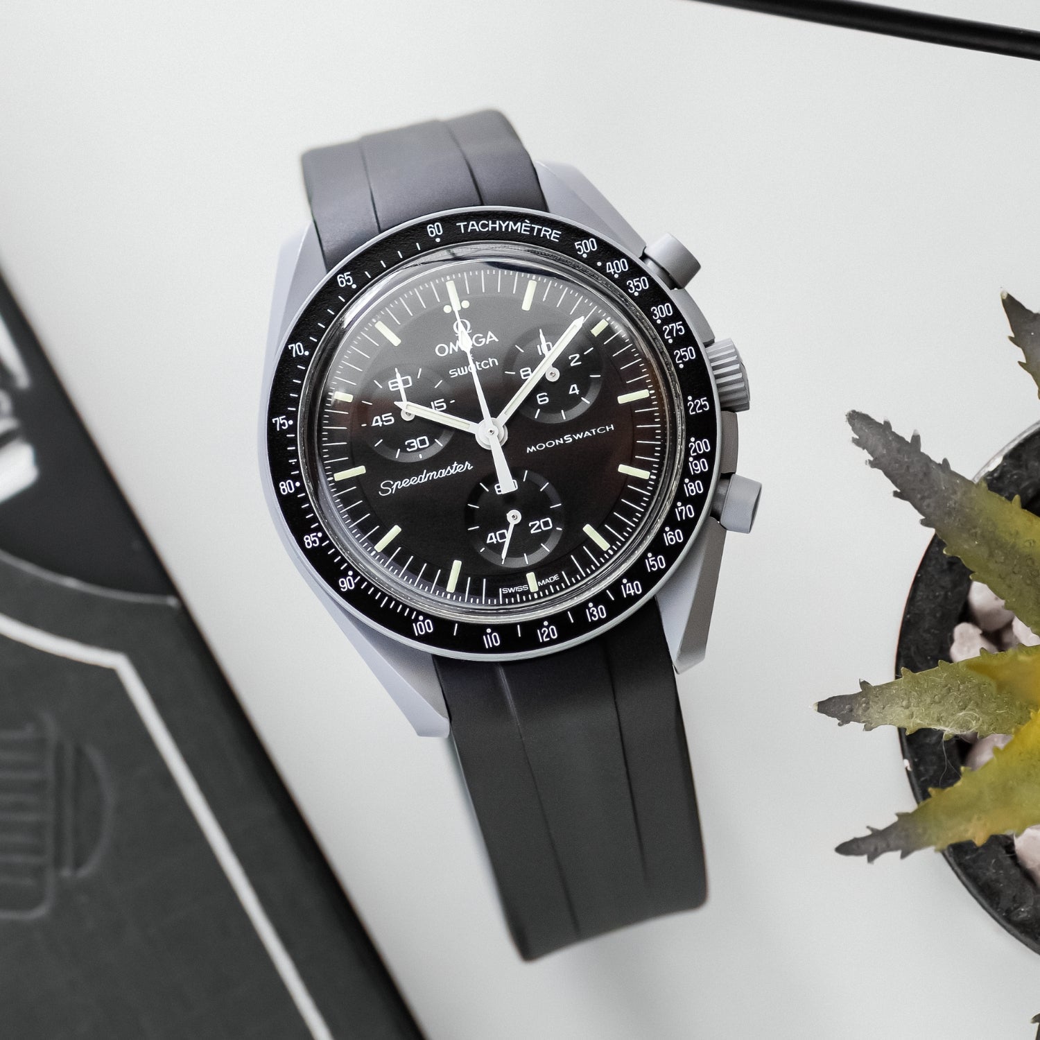 Strap for Mission to the Moon Moonswatch in Black - Helvetus