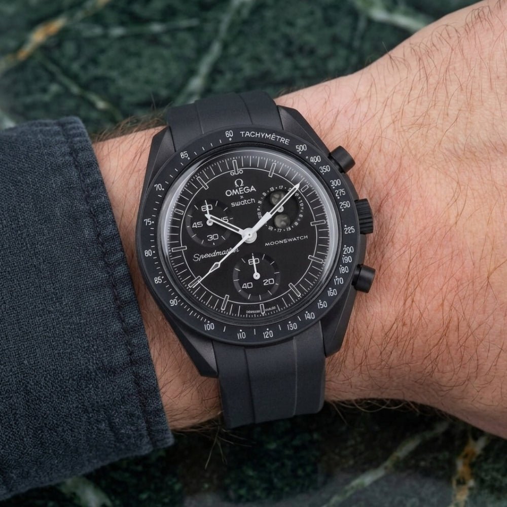 Rubber Strap - For Mission to the Moonphase - New Moon | Omega X Swatch | MoonSwatch - Black - Helvetus