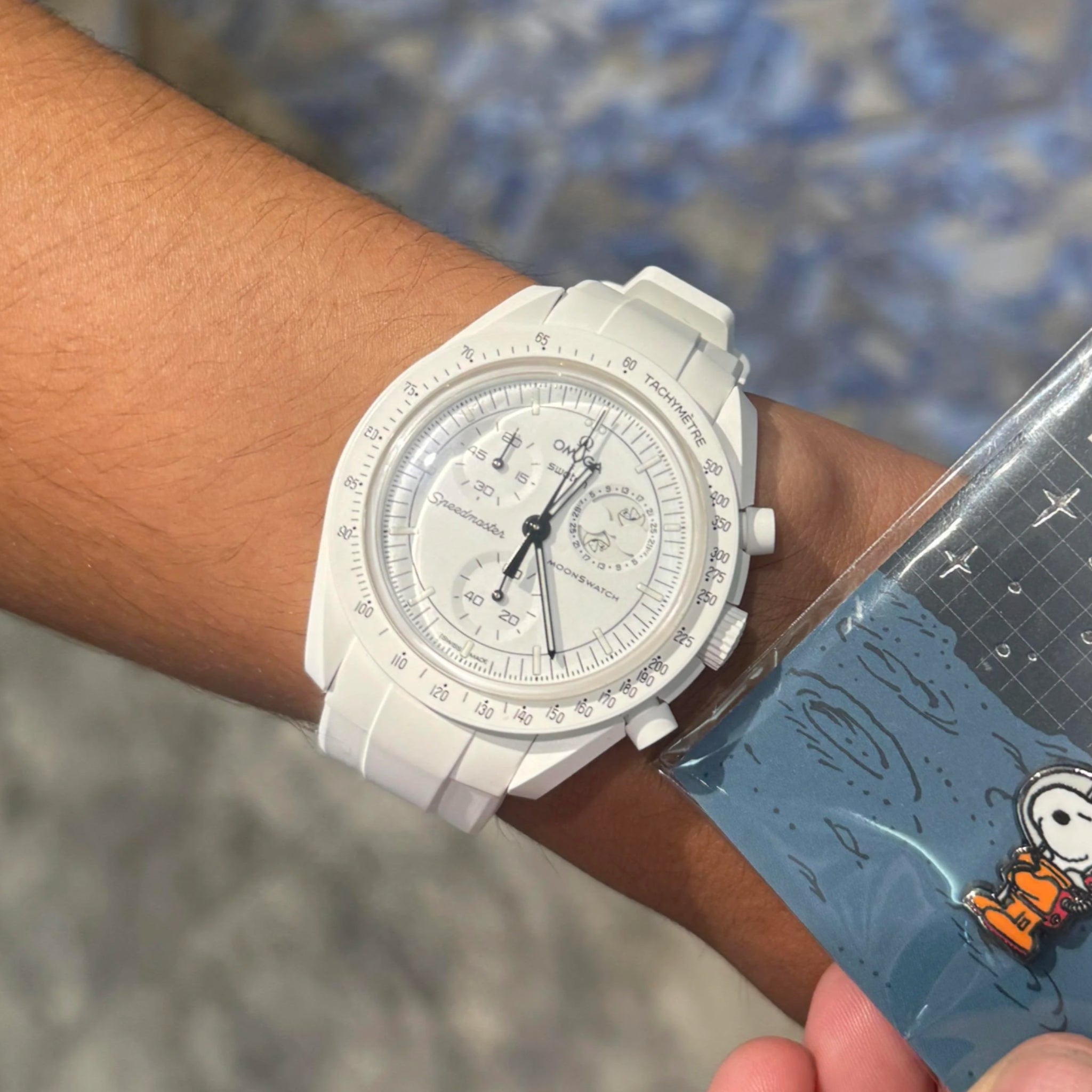 Rubber Strap - For Mission to the Moonphase - Snoopy | Omega X Swatch |  MoonSwatch - White - Silver