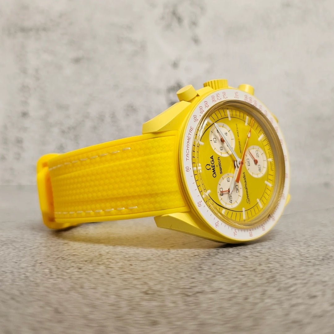 Strap for Mission to the Sun Moonswatch in Yellow w/White