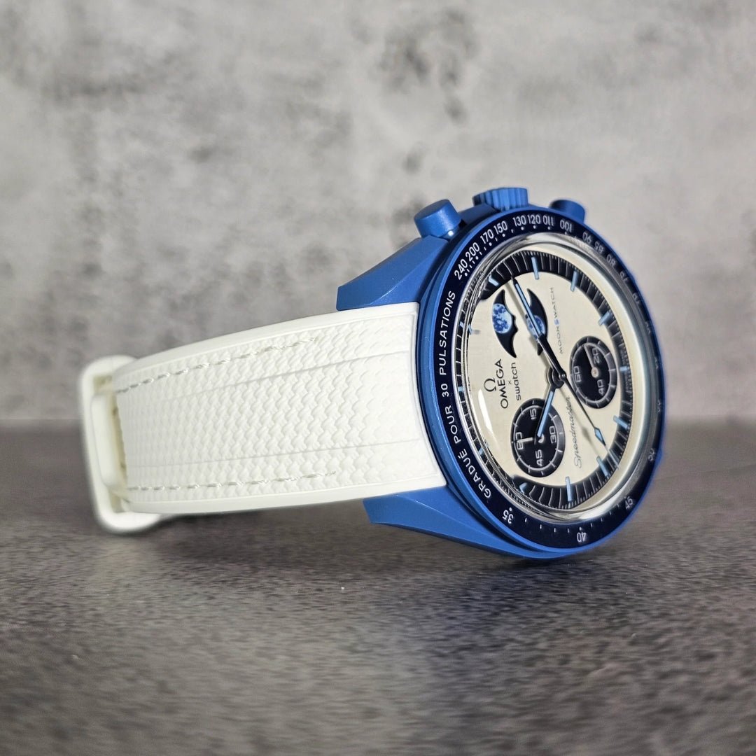 Rubber Strap - For Mission to the Super Blue Moonphase | MoonSwatch - White w/White - Helvetus