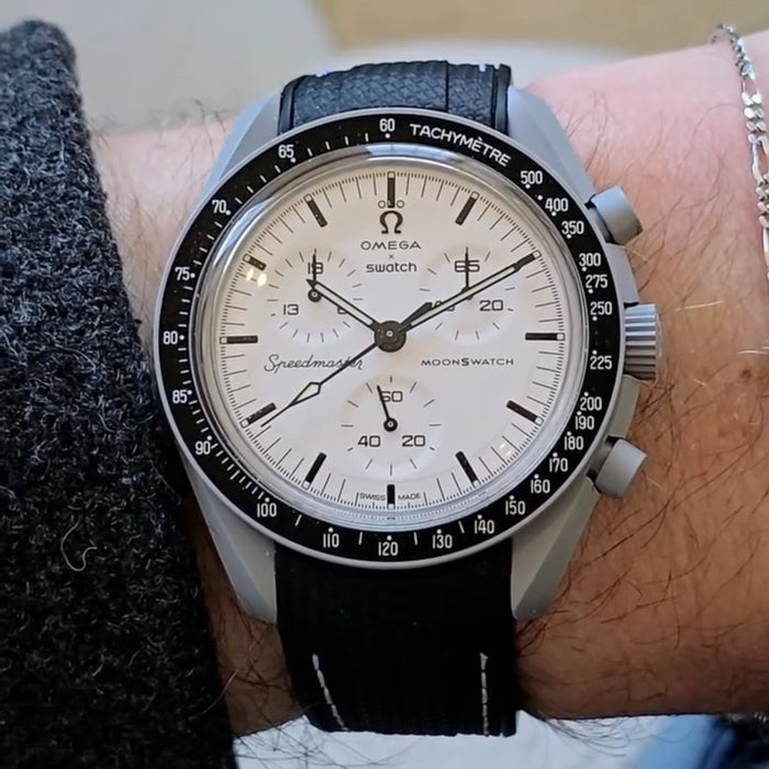 Strap for MoonSwatch 1965 in Black with White - Helvetus®