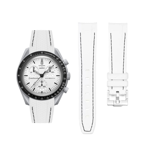 Strap for MoonSwatch 1965 in White with Black Line - Helvetus®