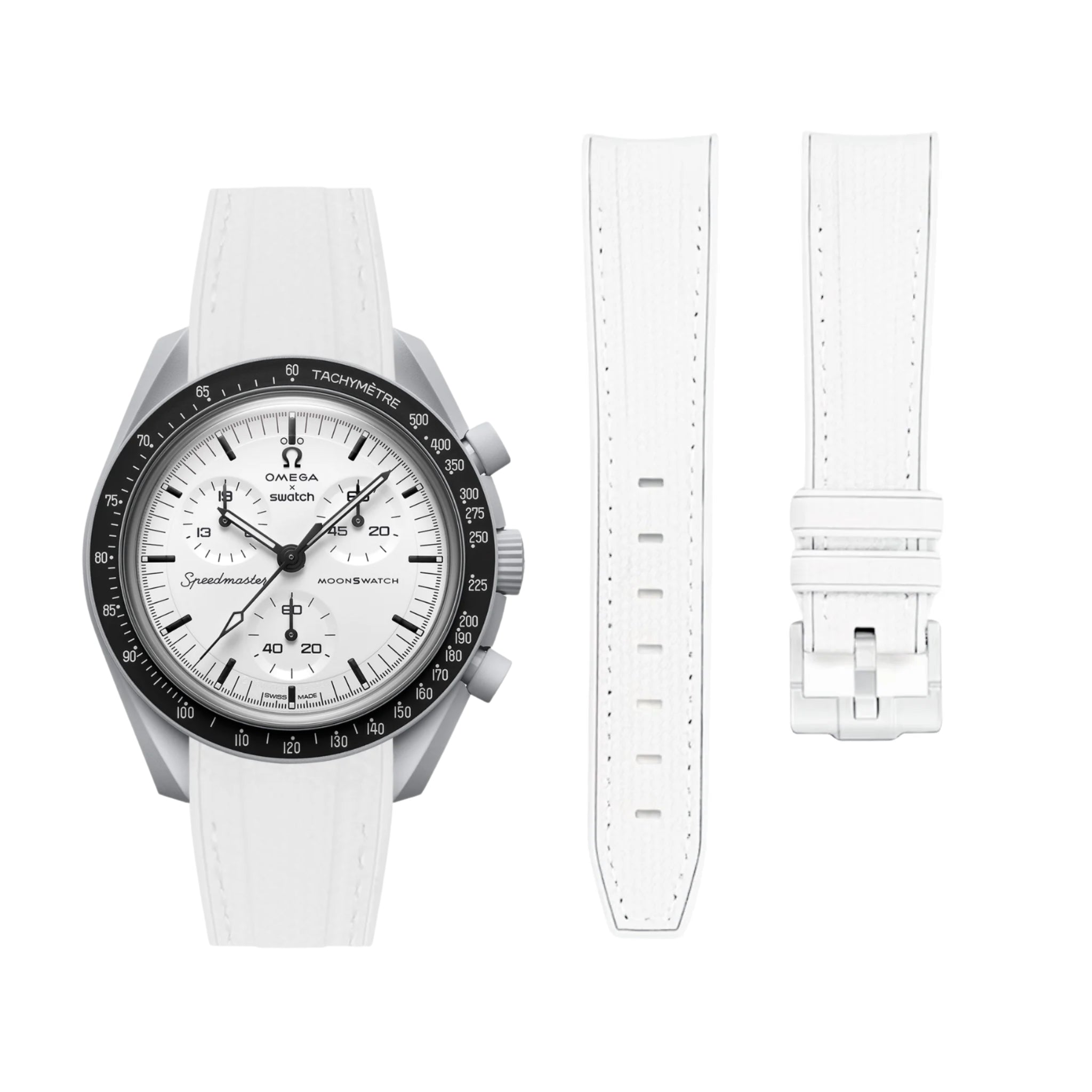 Rubber Strap - For MoonSwatch 1965 - White w/White - Helvetus