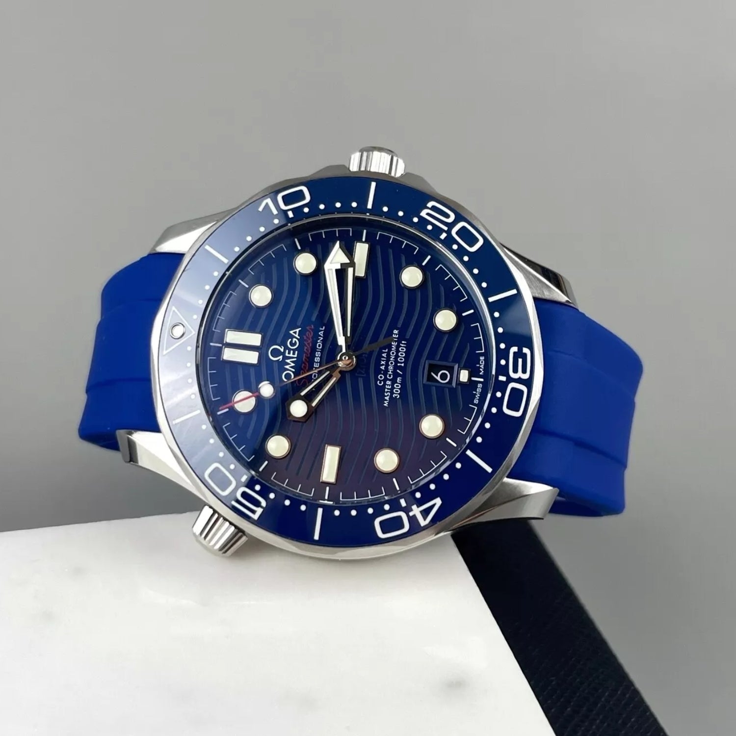 Rubber Strap - For Omega Seamaster 300 - Blue - Helvetus