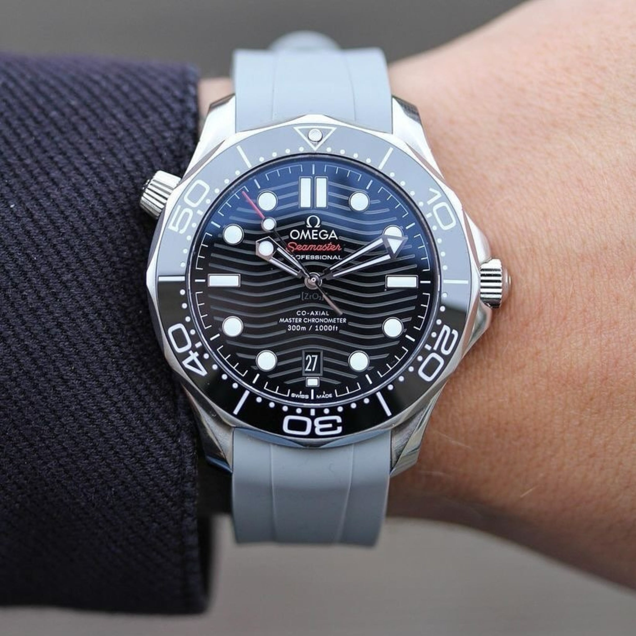 Rubber Strap - For Omega Seamaster 300 - Grey - Helvetus