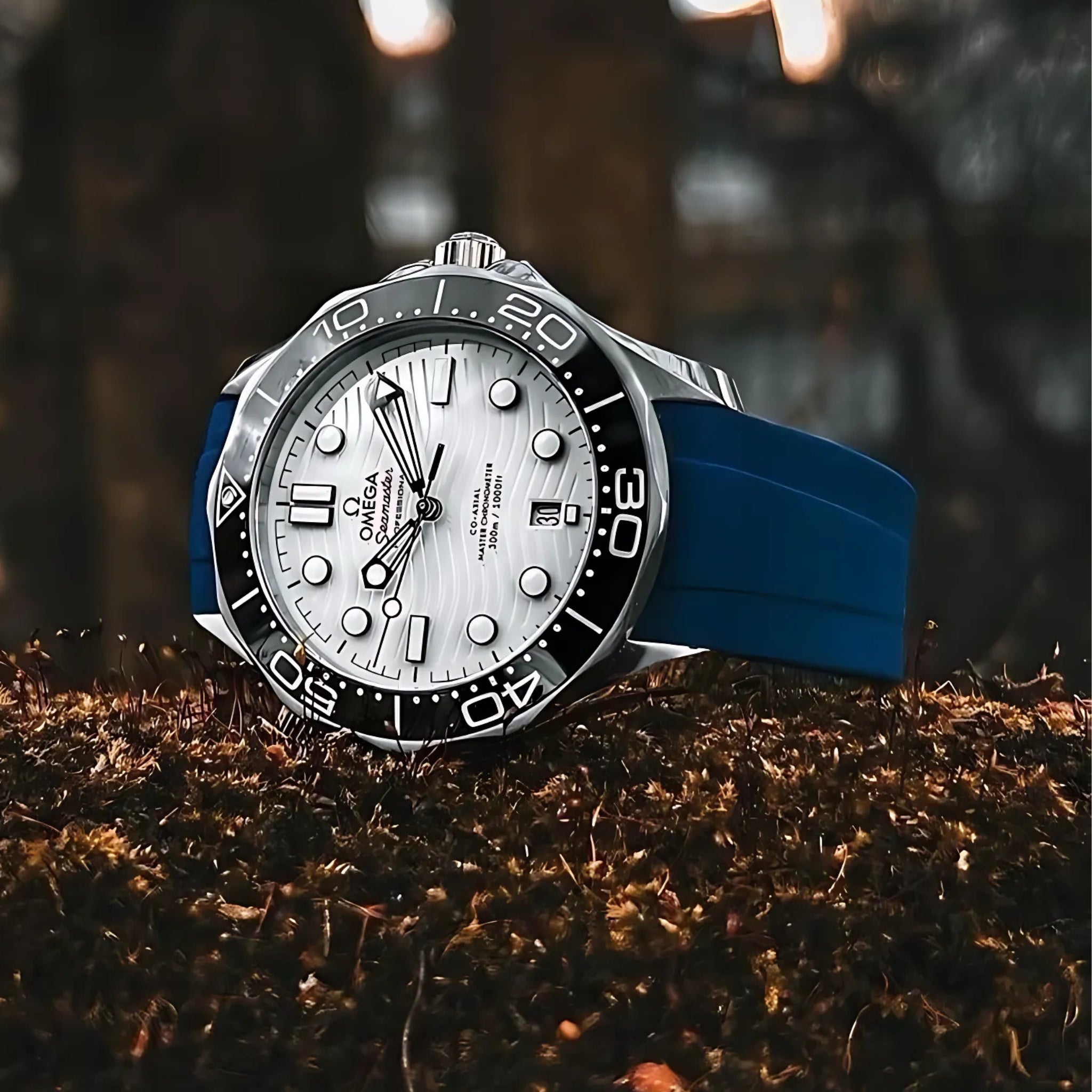 Rubber Strap - For Omega Seamaster 300 - Navy Blue - Helvetus