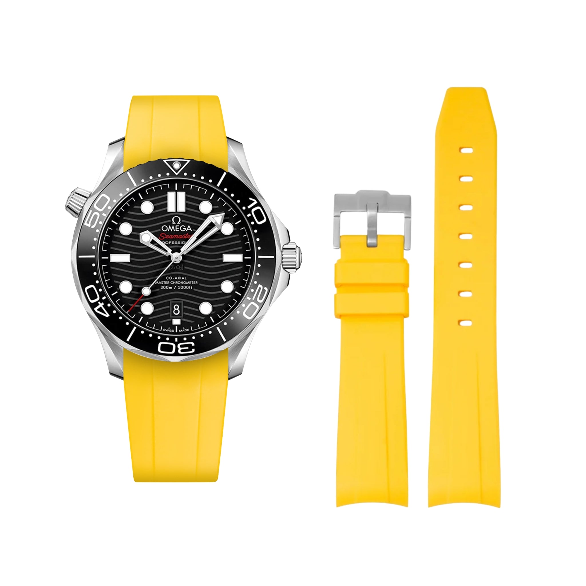 Rubber Strap - For Omega Seamaster 300 - Yellow - Helvetus
