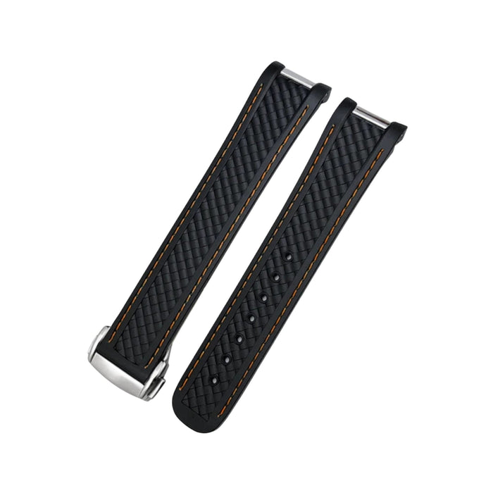 Rubber Strap - For Omega Seamaster Aqua Terra 300 / 150m - Black/Orange - Helvetus